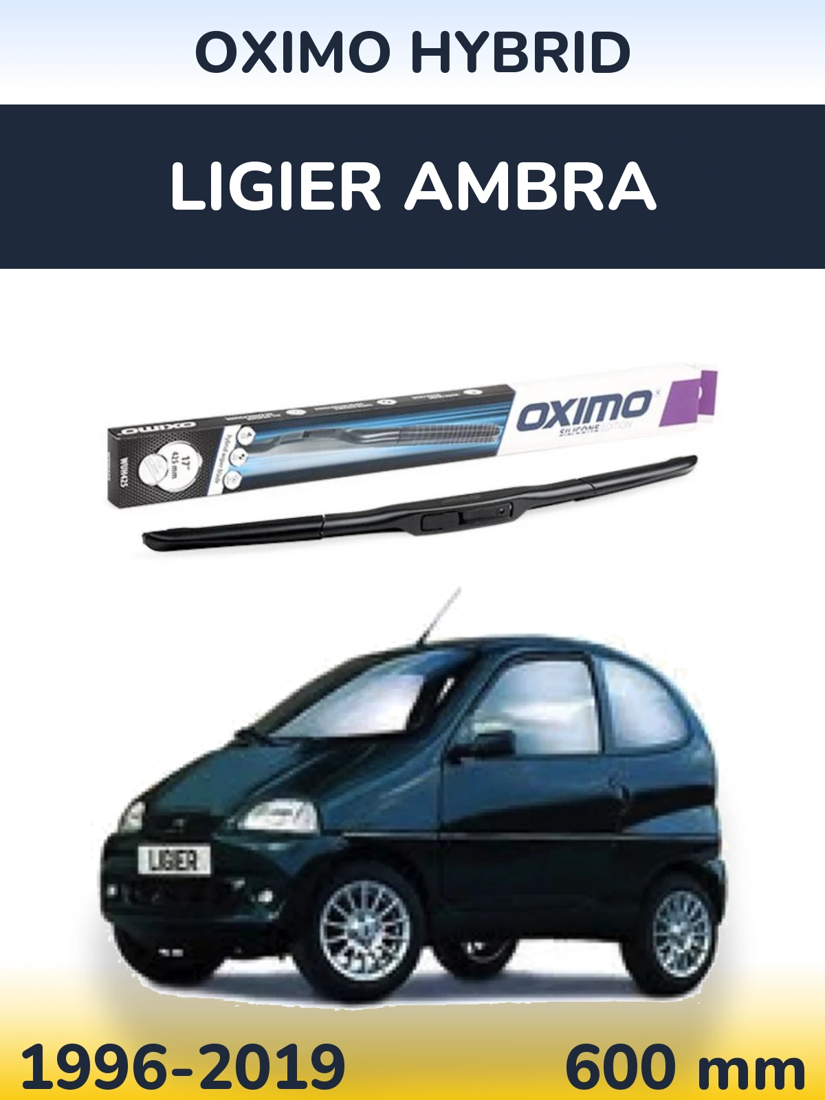 Передня щітка Oximo Hybrid 600 мм для Ligier Ambra 1996-2019