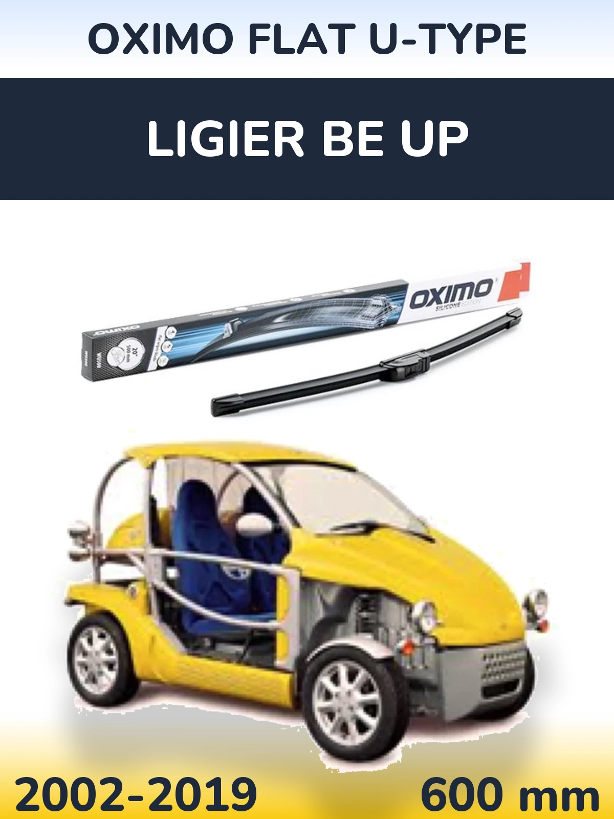 Przednia wycieraczka Oximo Flat U-type 600 mm do Ligier Be Up 2002-2019