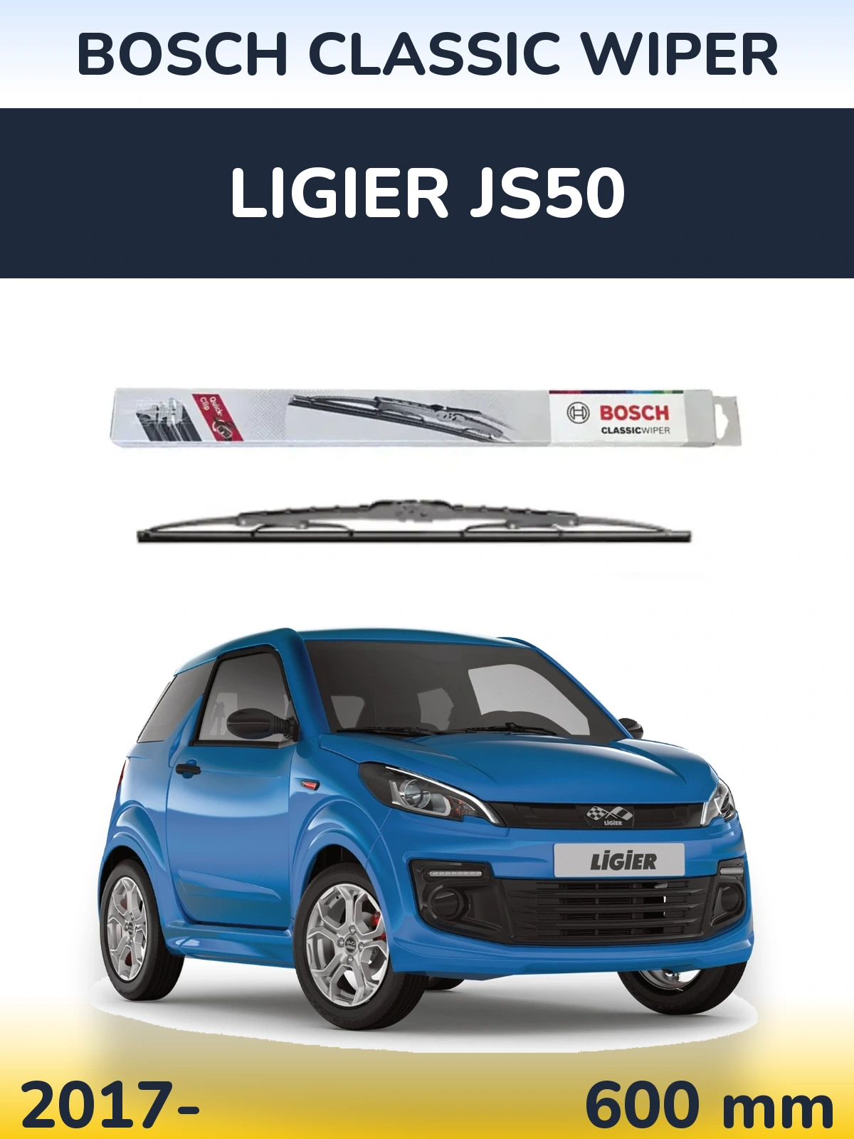 Przednia wycieraczka BOSCH Classic Wiper 600 mm do Ligier JS50 2017-2026