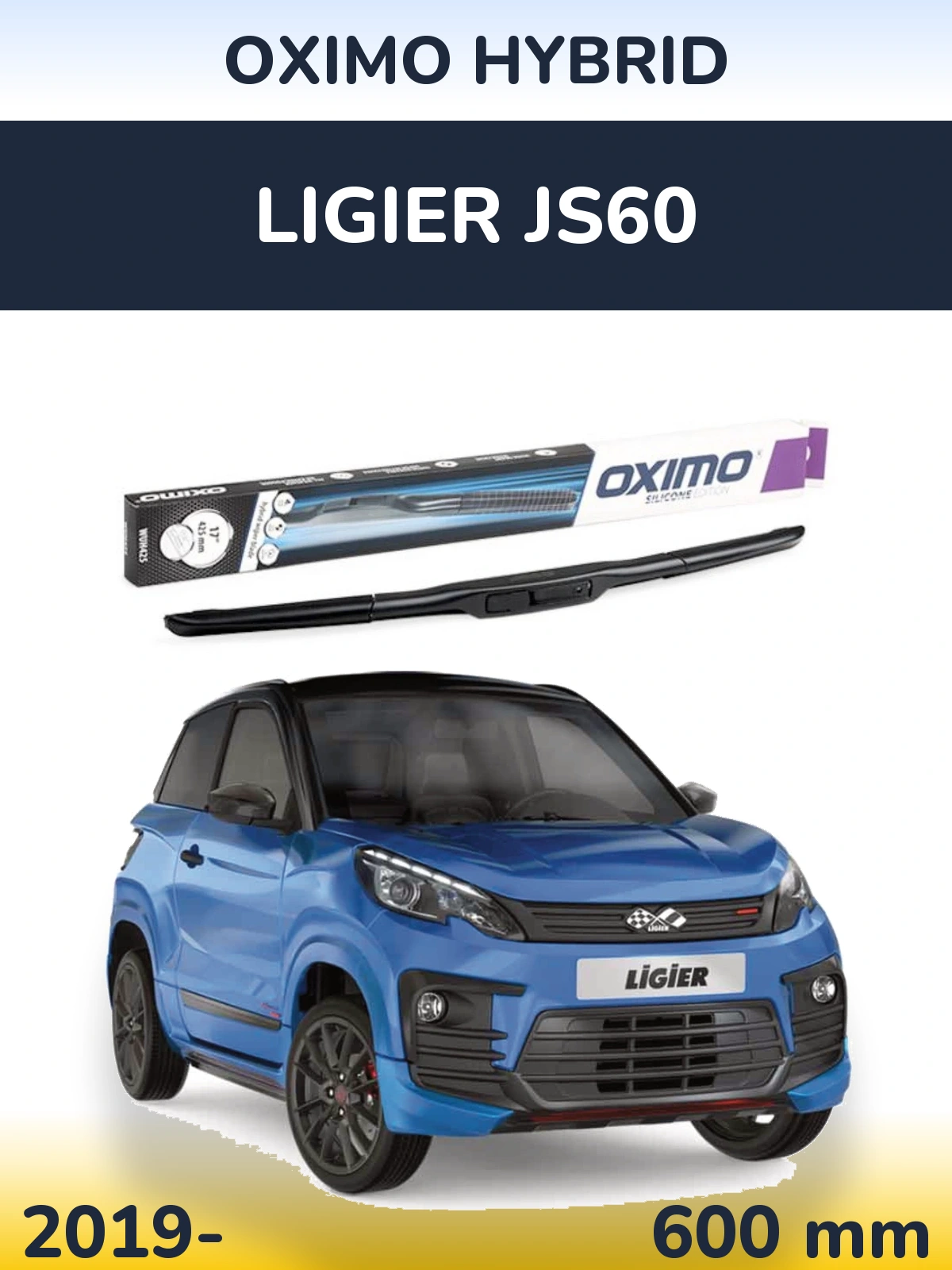 Przednia wycieraczka Oximo Hybrid 600 mm do Ligier JS60 2019-2026