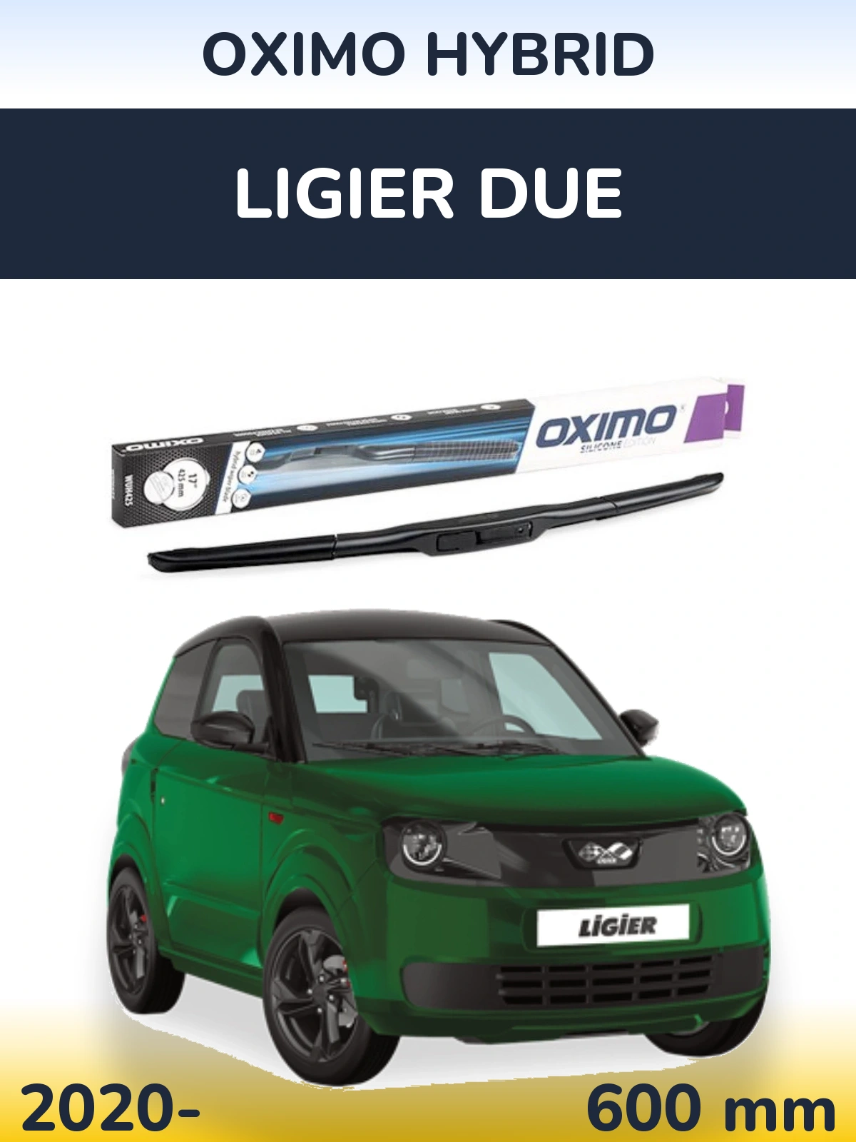 Передний дворник Oximo Hybrid 600 мм для Ligier Due 2020-2026