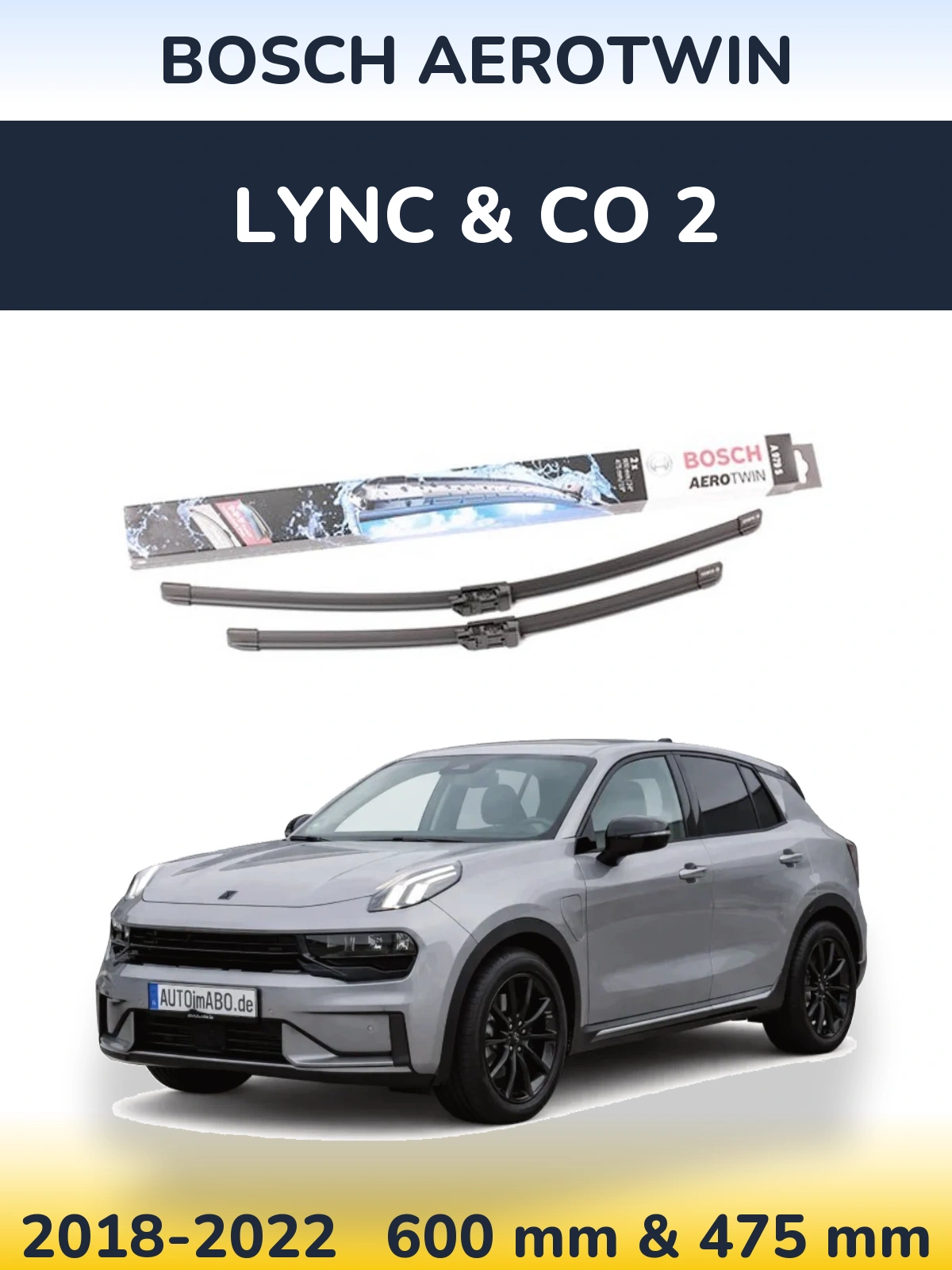Komplet przednich wycieraczek BOSCH AeroTwin 600 & 475 mm do Lync & Co 2 2018-2022