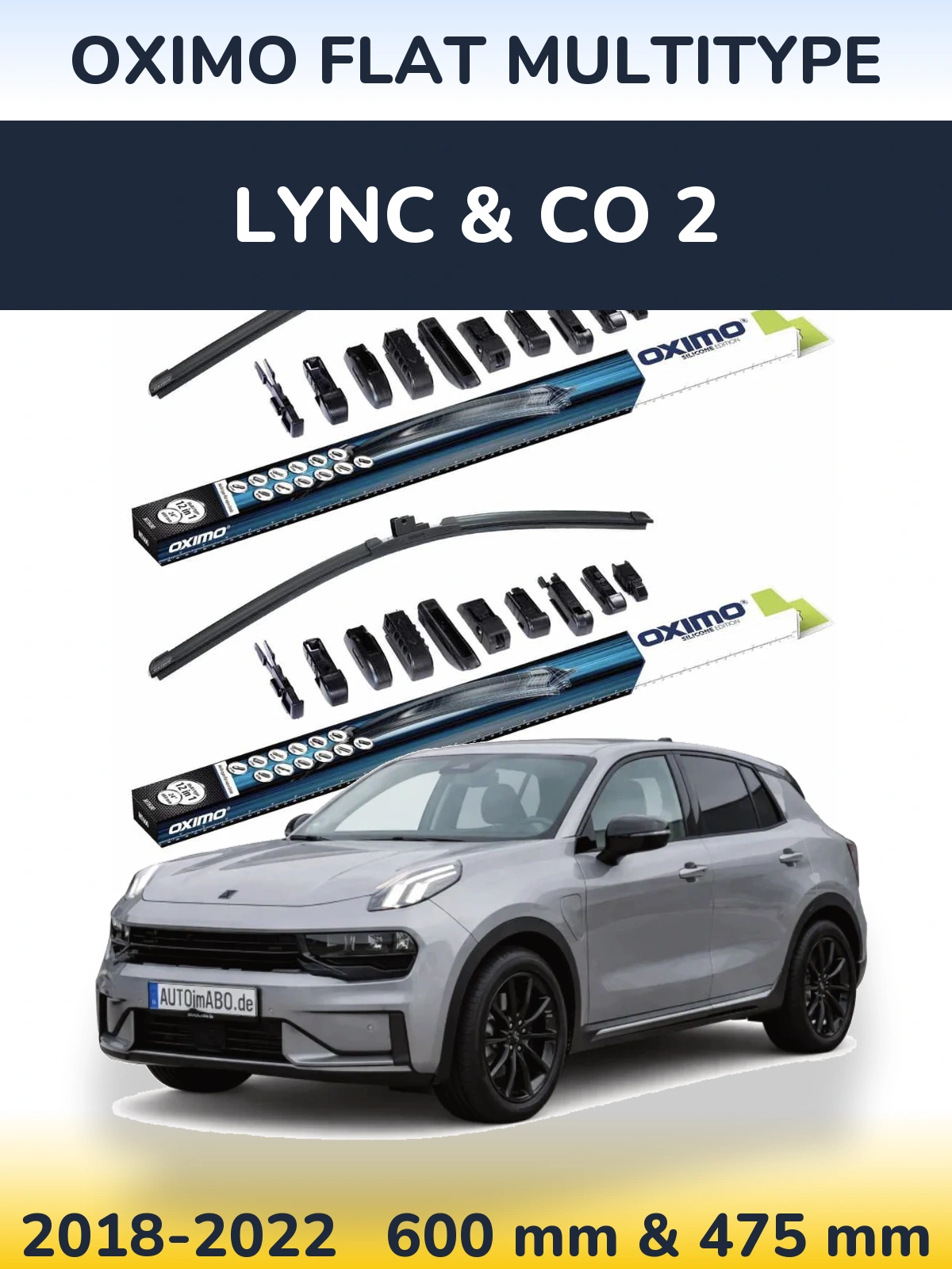 Komplet przednich wycieraczek Oximo Flat MultiType 600 & 475 mm do Lync & Co 2 2018-2022
