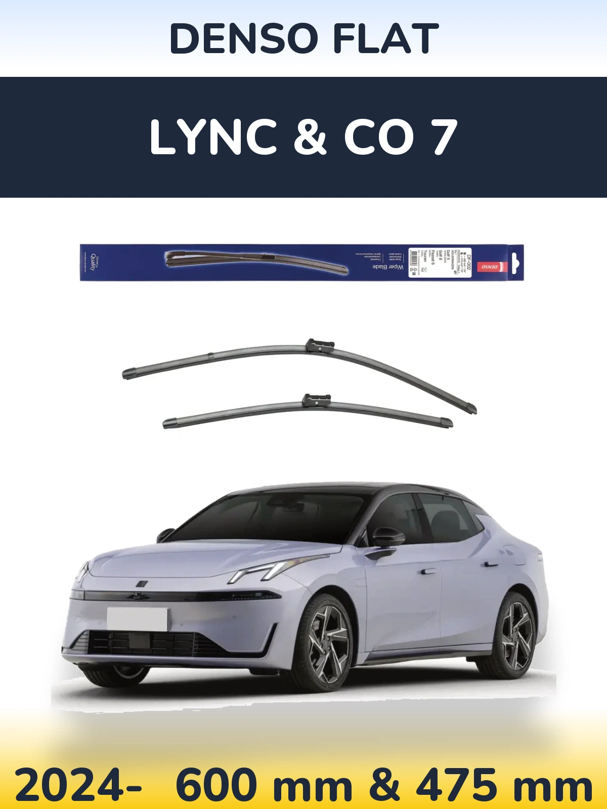 Komplet przednich wycieraczek Denso Flat 600 & 475 mm do Lync & Co 7 2024-2026