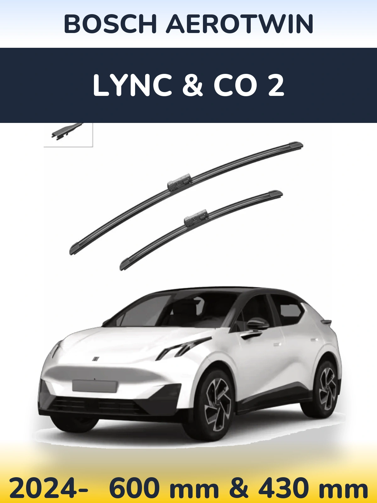 Front wiper blade set BOSCH AeroTwin 600 & 430 mm for Lync & Co 2 2024-2026