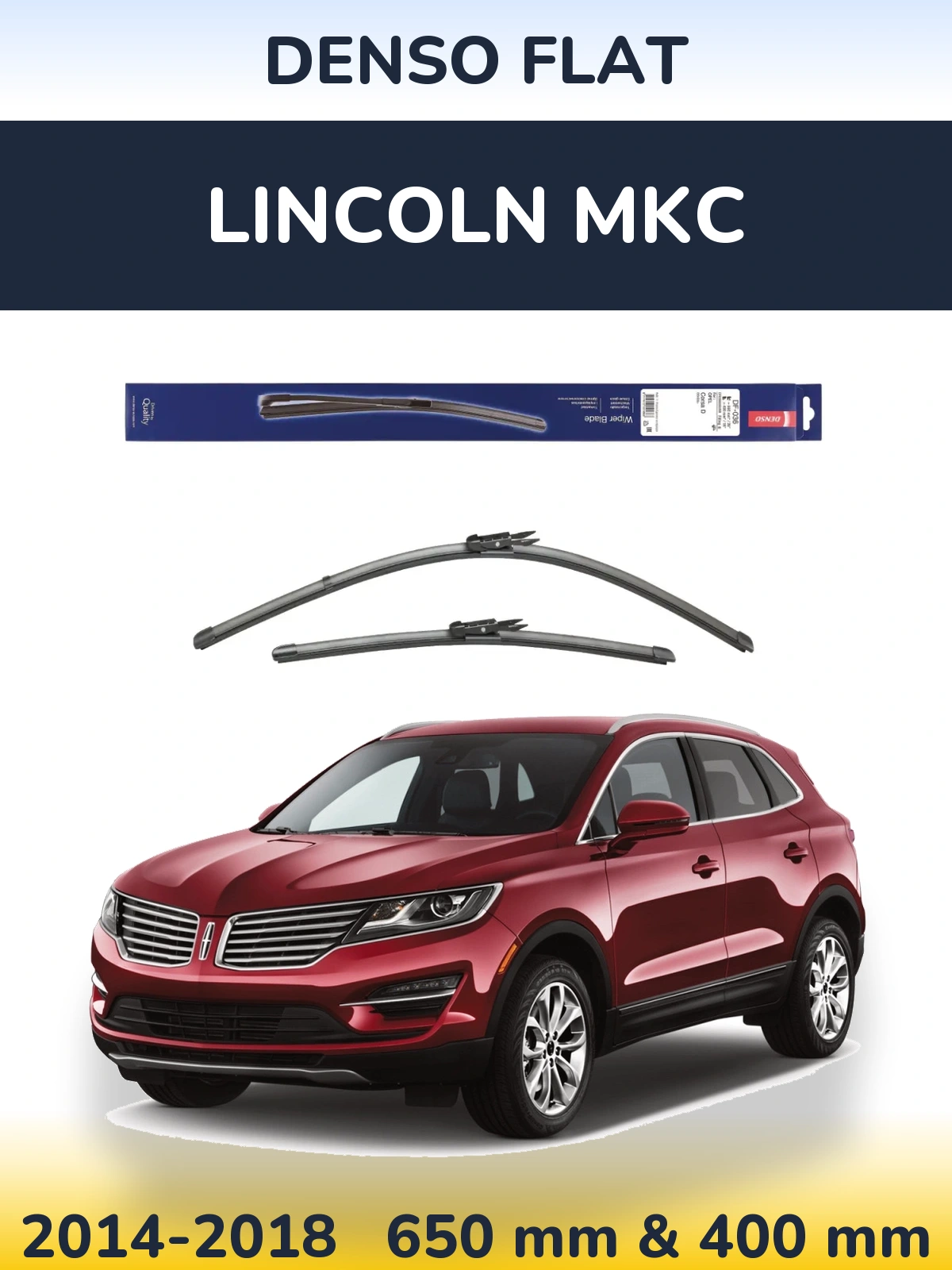 Komplet przednich wycieraczek Denso Flat 650 & 400 mm do Lincoln MKC 2014-2018