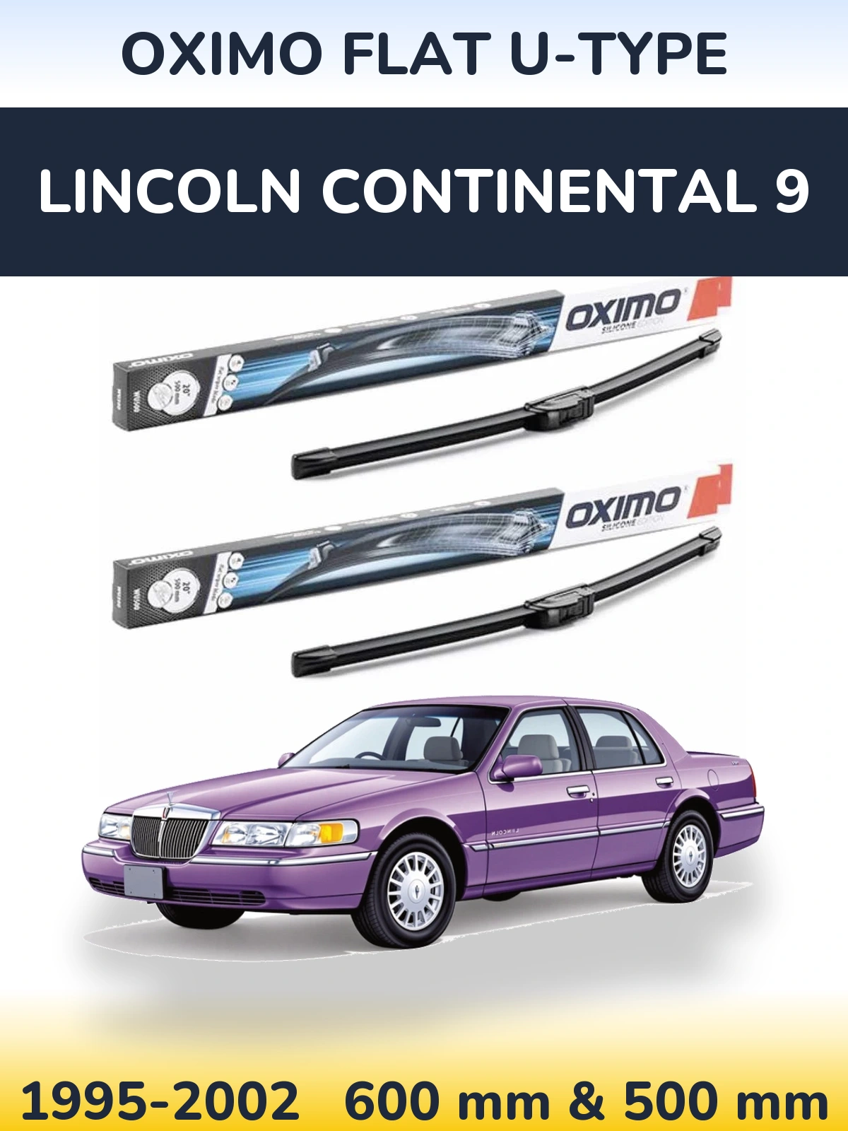 Komplet przednich wycieraczek Oximo Flat U-type 600 & 500 mm do Lincoln Continental 9 1995-2002
