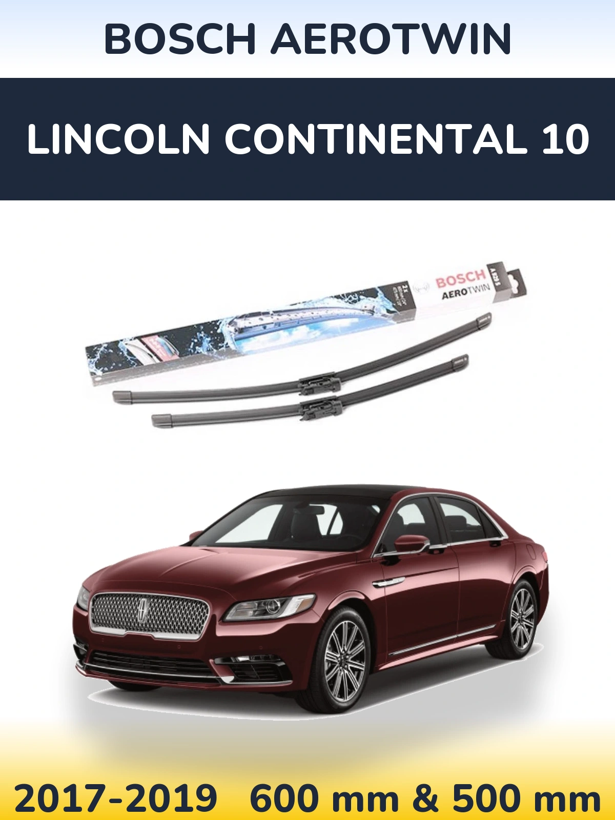Комплект передних дворников BOSCH AeroTwin 600 & 475 мм для Lincoln Continental 10 2017-2019
