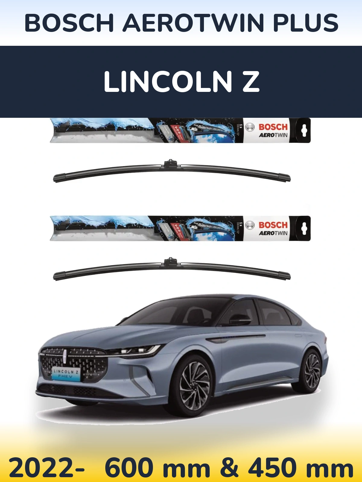 Komplet przednich wycieraczek BOSCH AeroTwin Plus 600 & 450 mm do Lincoln Z 2022-2026