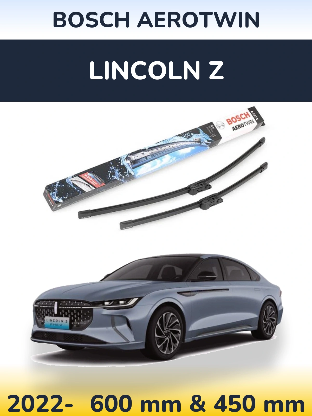 Комплект передних дворников BOSCH AeroTwin 600 & 450 мм для Lincoln Z 2022-2026