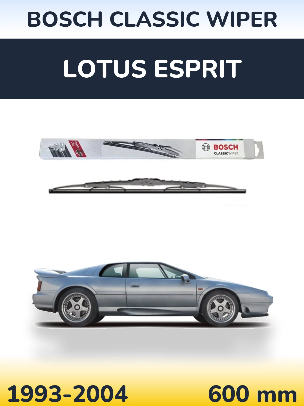 Front wiper blade BOSCH Classic Wiper 600 mm for Lotus Esprit 1993-2004