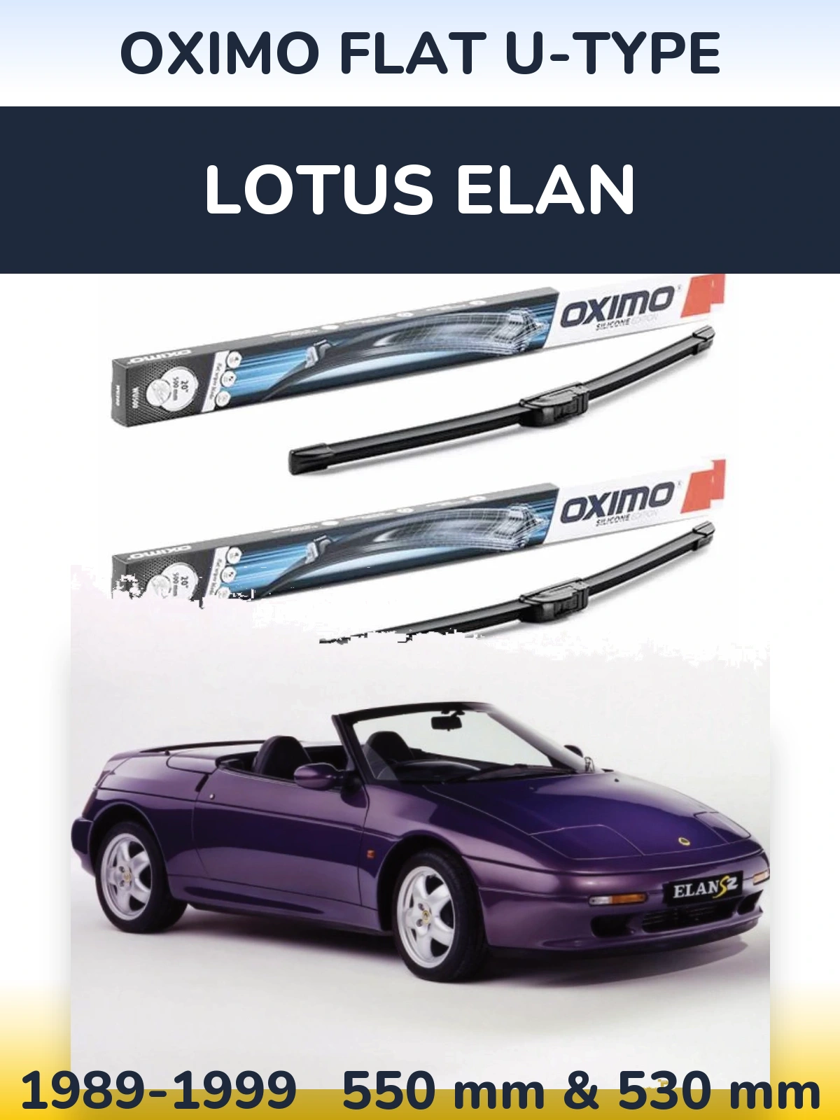 Komplet przednich wycieraczek Oximo Flat U-type 550 & 530 mm do Lotus Elan 1989-1999