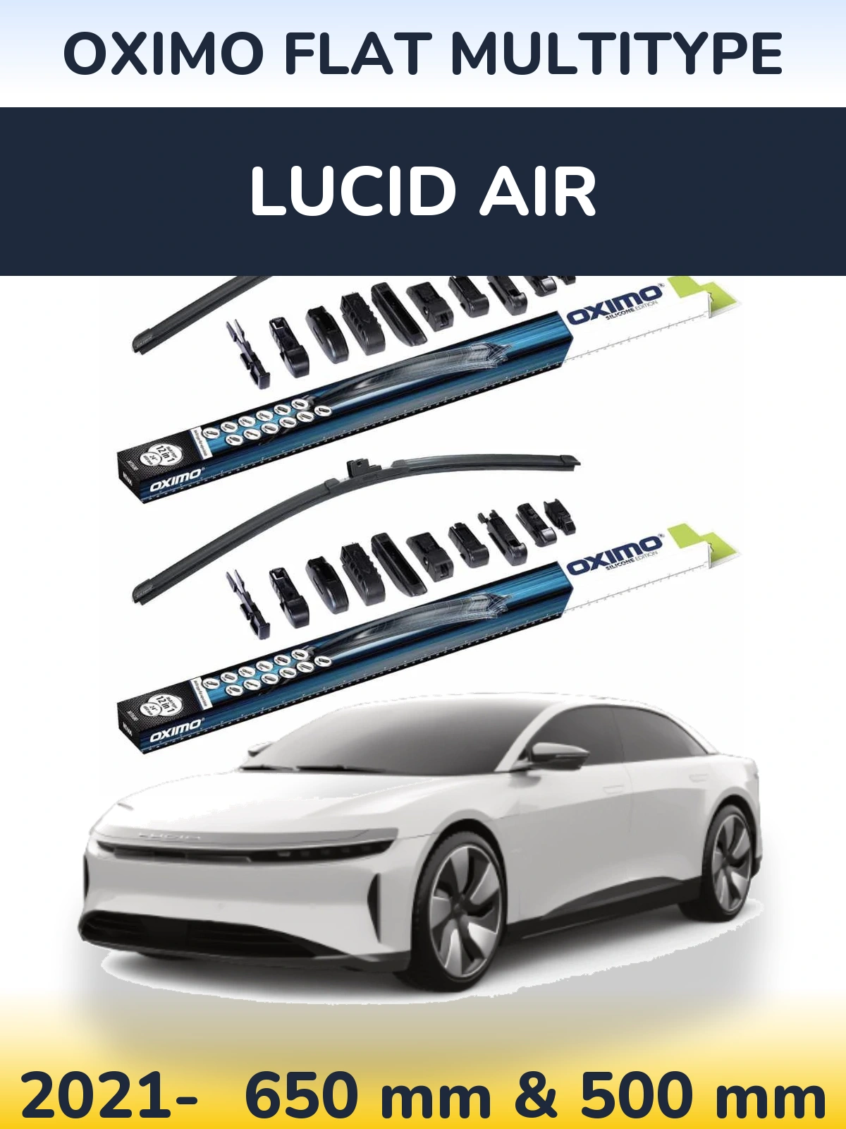 Komplet przednich wycieraczek Oximo Flat MultiType 650 & 500 mm do Lucid Air 2021-2026