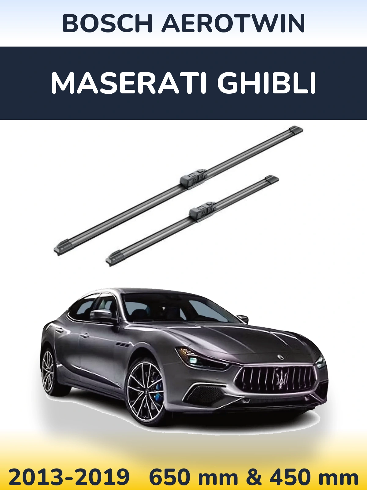 Комплект передних дворников BOSCH AeroTwin 650 & 450 мм для Maserati Ghibli 2013-2019