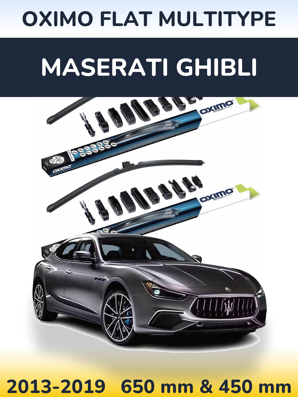 Комплект передних дворников Oximo Flat MultiТипe 650 & 450 мм для Maserati Ghibli 2013-2019