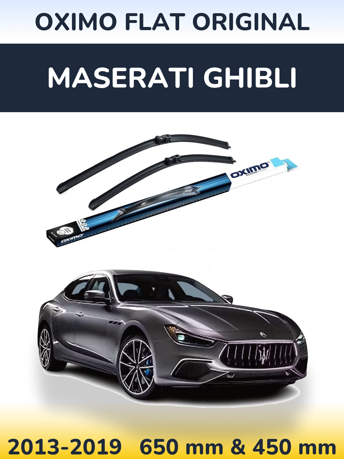 Front wiper blade set Oximo Flat Original 650 & 450 mm for Maserati Ghibli 2013-2019