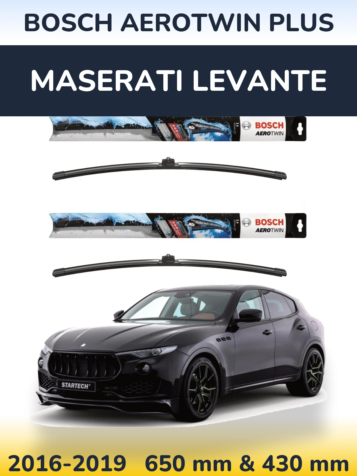 Komplet przednich wycieraczek BOSCH AeroTwin Plus 650 & 430 mm do Maserati Levante 2016-2019