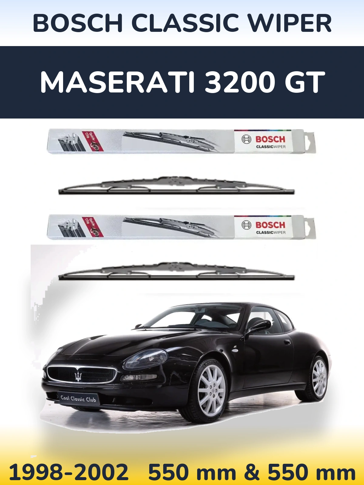 Комплект передних дворников BOSCH Classic Wiper 550 & 550 мм для Maserati 3200 GT 1998-2002