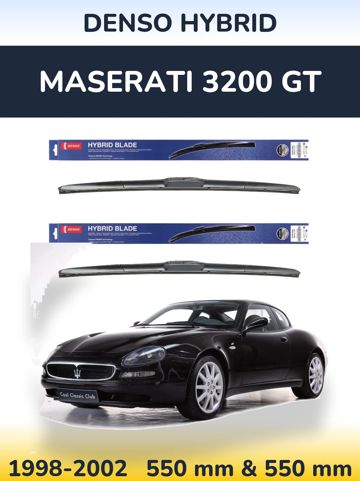 Комплект передних дворников Denso Hybrid 550 & 550 мм для Maserati 3200 GT 1998-2002