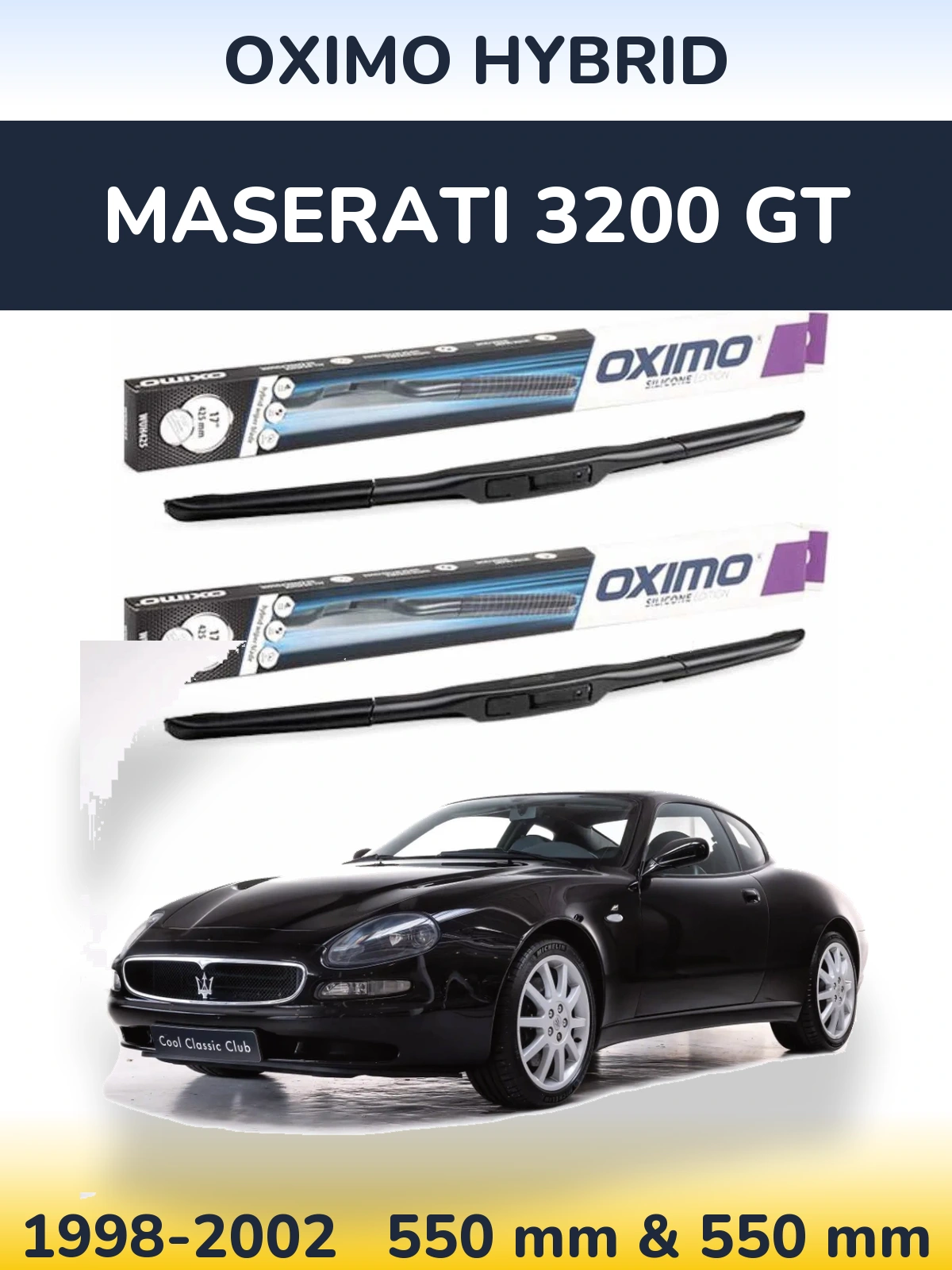Komplet przednich wycieraczek Oximo Hybrid 550 & 550 mm do Maserati 3200 GT 1998-2002