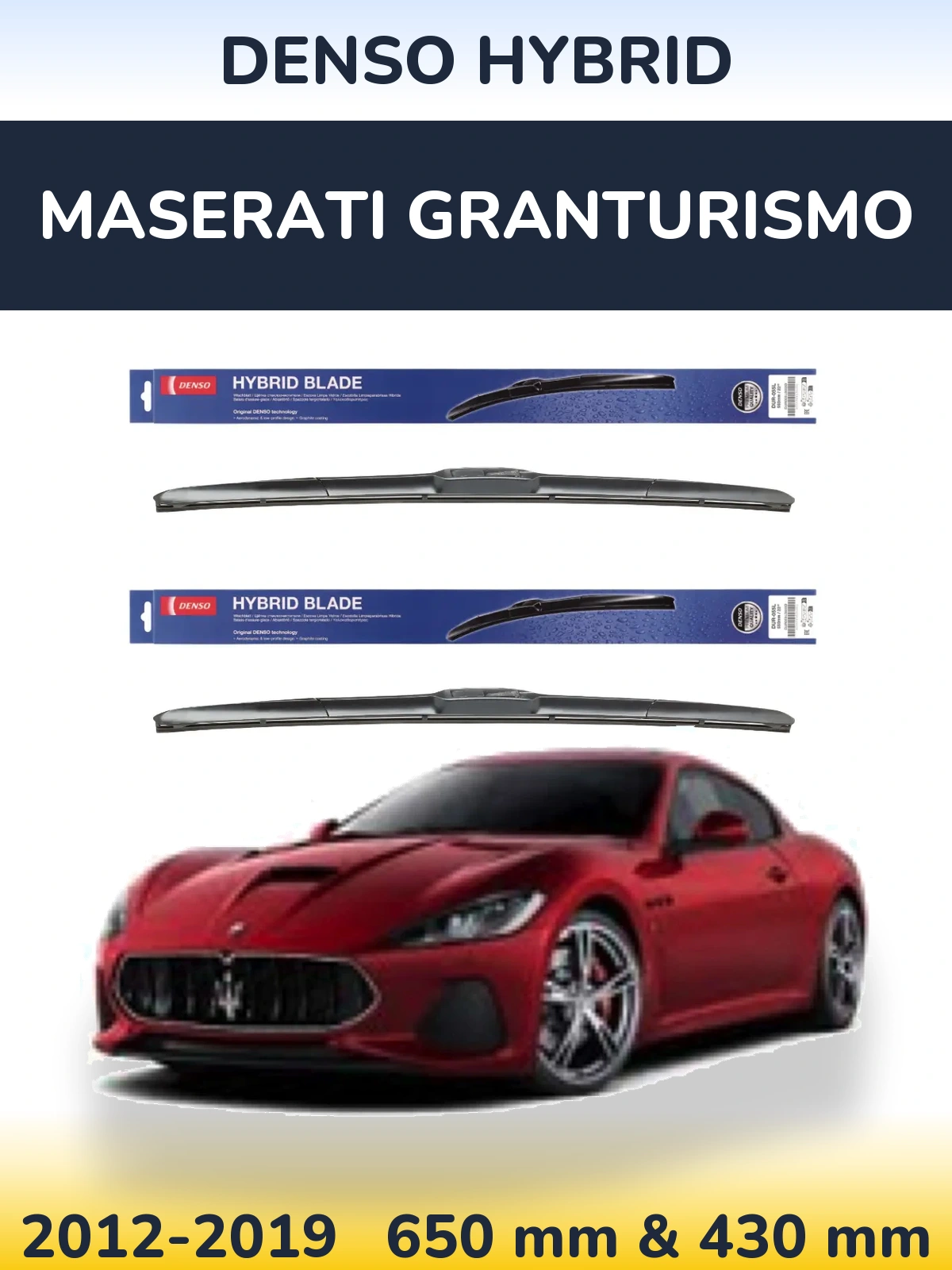 Komplet przednich wycieraczek Denso Hybrid 650 & 430 mm do Maserati GranTurismo 2012-2019