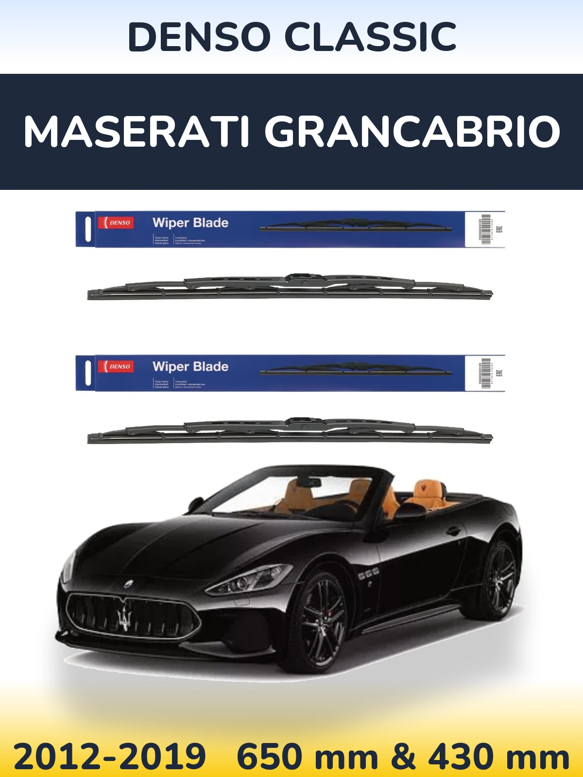 Komplet przednich wycieraczek Denso Classic 650 & 430 mm do Maserati GranCabrio 2012-2019