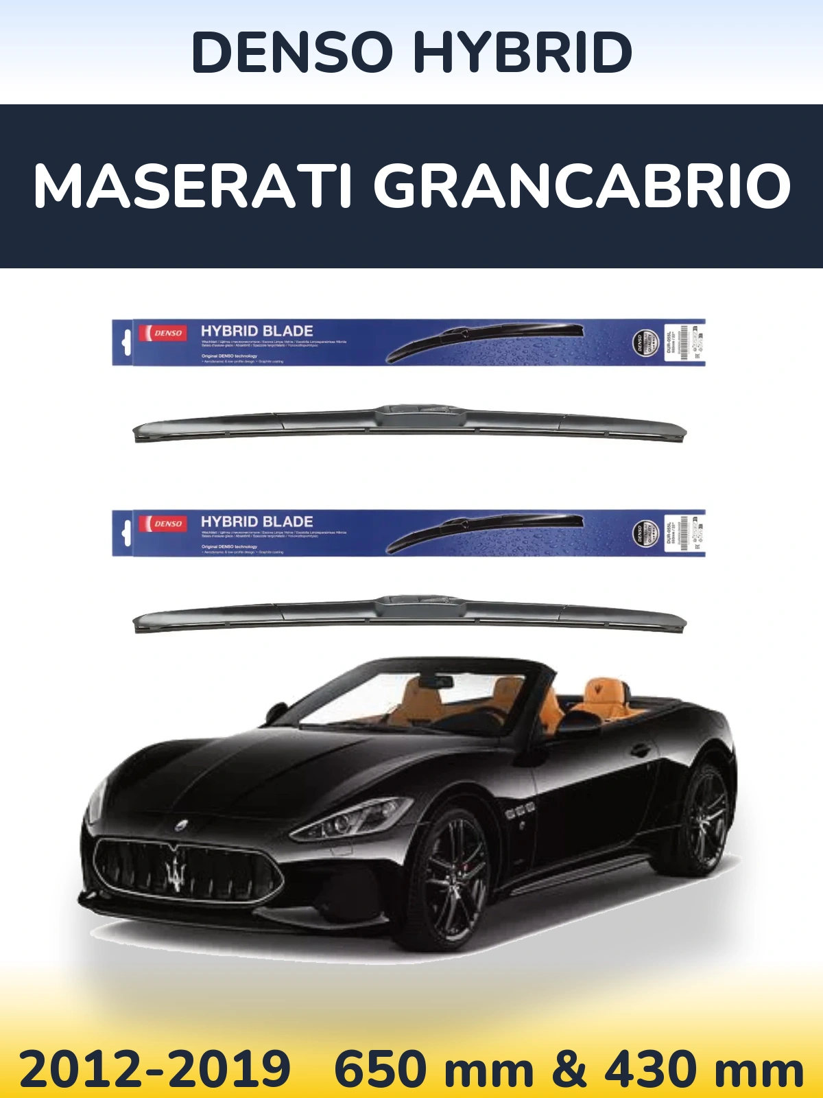 Комплект передних дворников Denso Hybrid 650 & 430 мм для Maserati GranCabrio 2012-2019