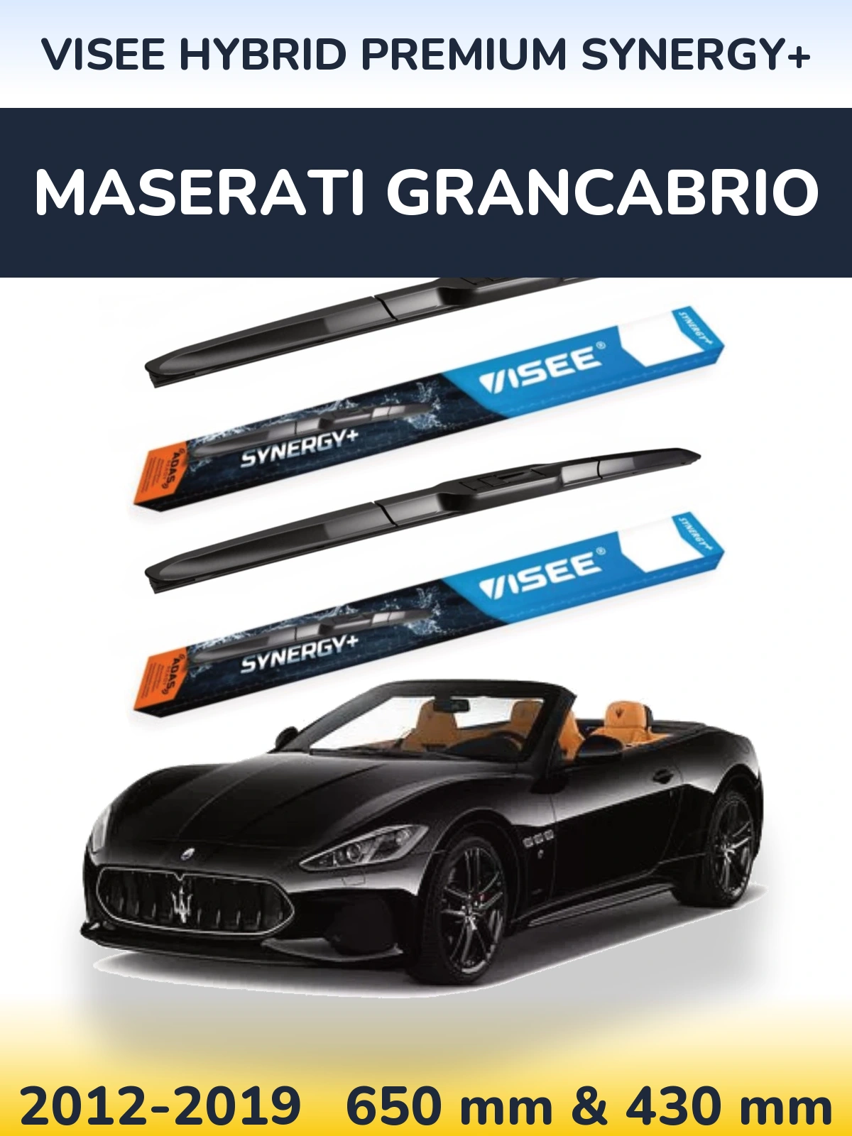 Комплект передних дворников VISEE HYBRID PREMIUM SYNERGY+ 650 & 430 мм для Maserati GranCabrio 2012-2019