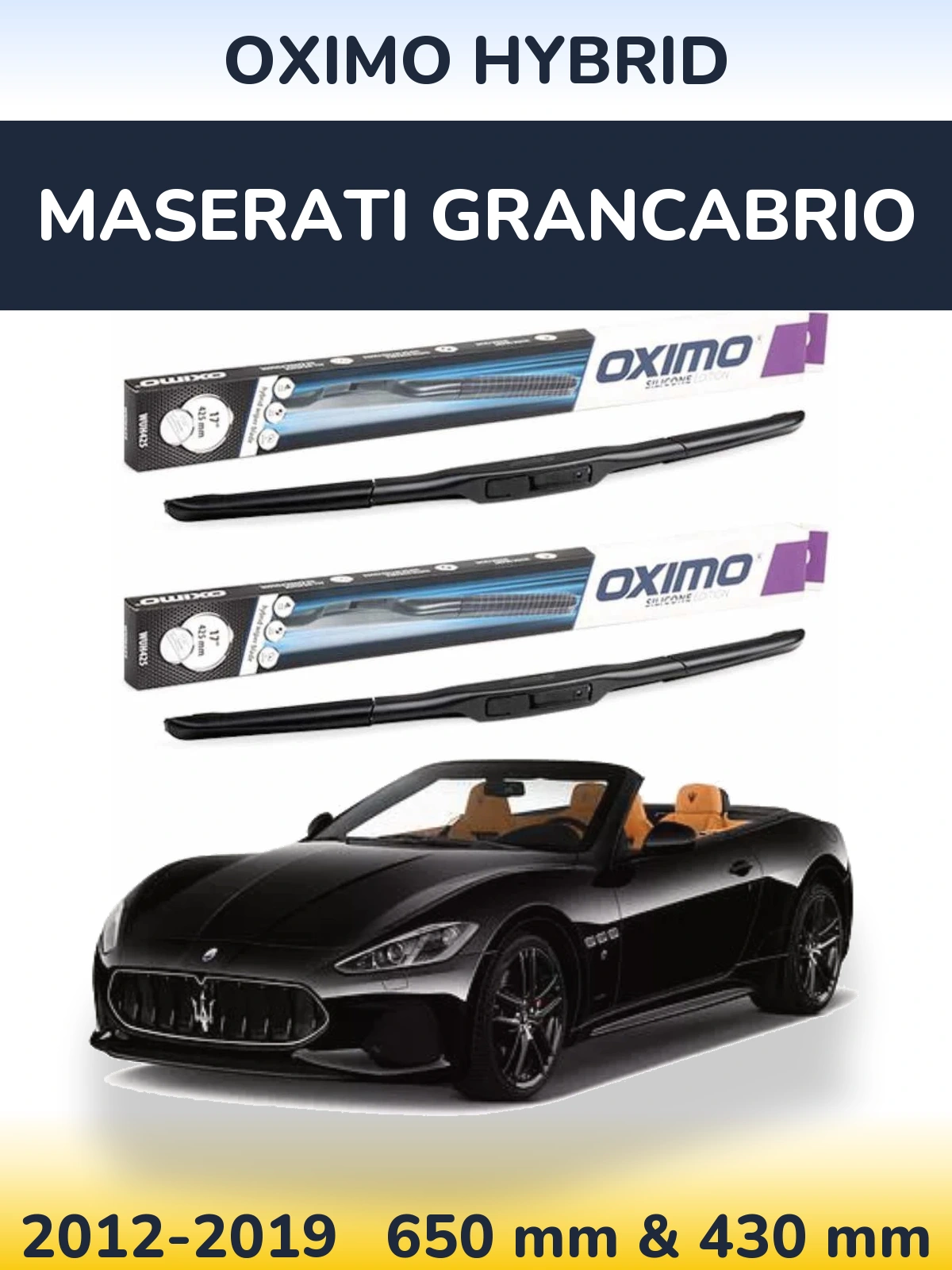 Komplet przednich wycieraczek Oximo Hybrid 650 & 430 mm do Maserati GranCabrio 2012-2019