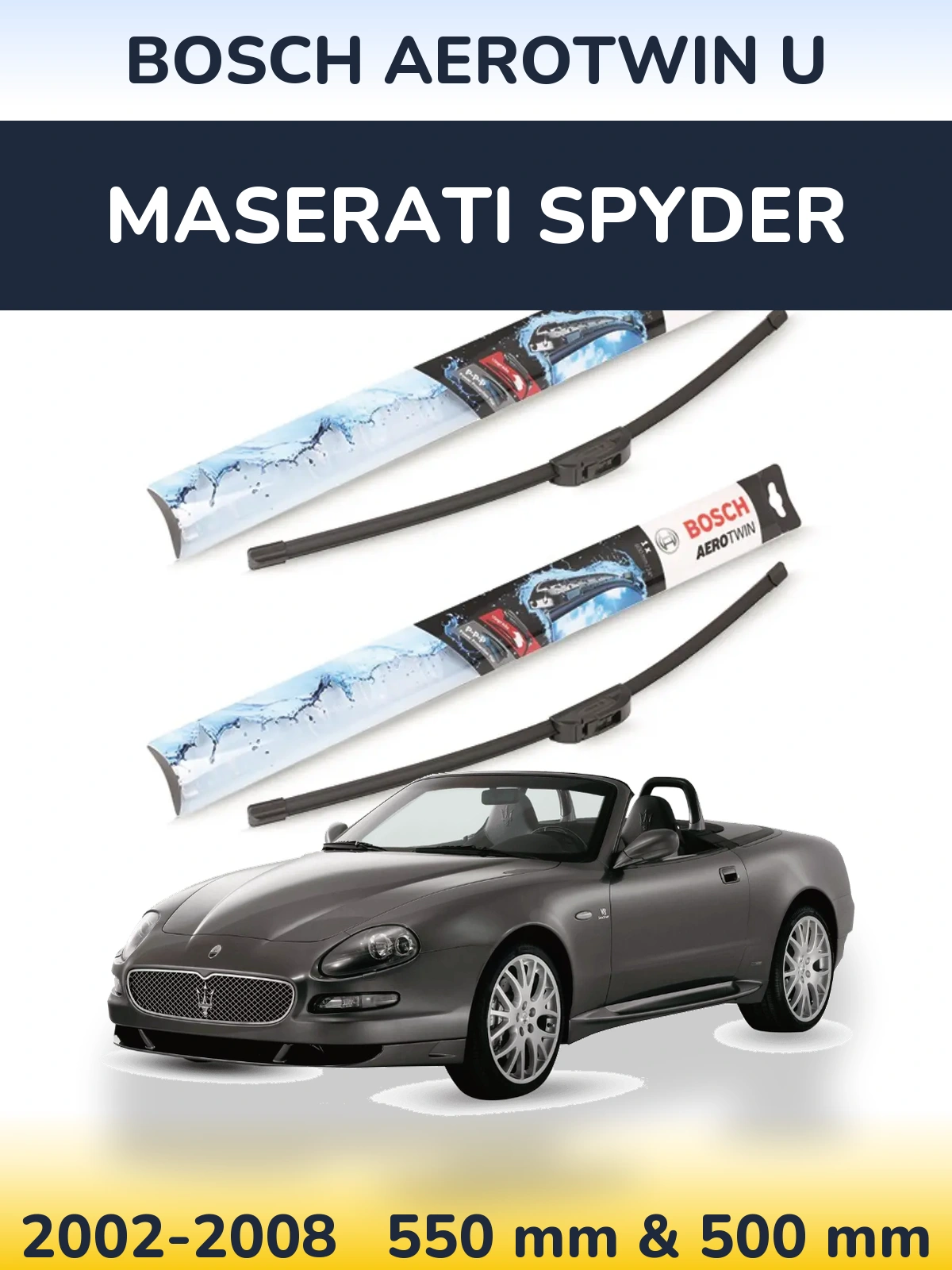 Комплект передних дворников BOSCH AeroTwin U 550 & 500 мм для Maserati Spyder 2002-2008