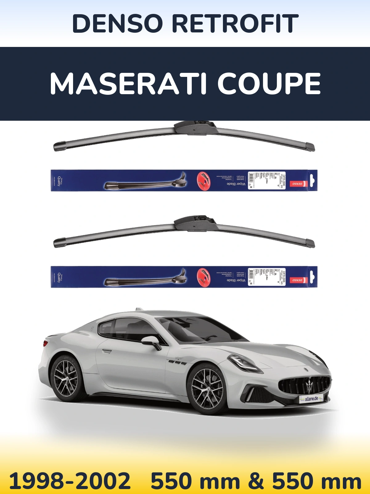 Komplet przednich wycieraczek Denso Retrofit 550 & 550 mm do Maserati Coupe 1998-2002
