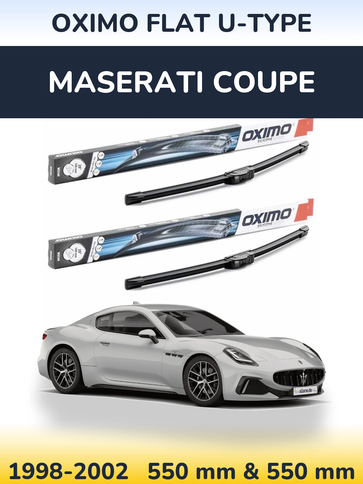 Komplet przednich wycieraczek Oximo Flat U-type 550 & 550 mm do Maserati Coupe 1998-2002