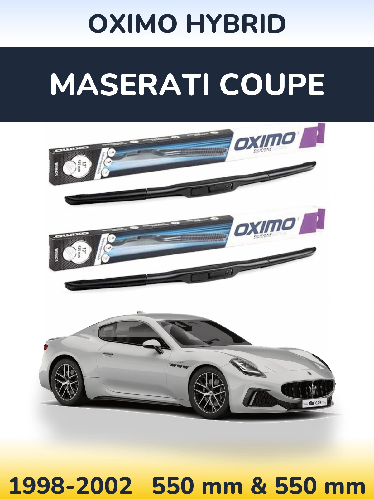 Komplet przednich wycieraczek Oximo Hybrid 550 & 550 mm do Maserati Coupe 1998-2002