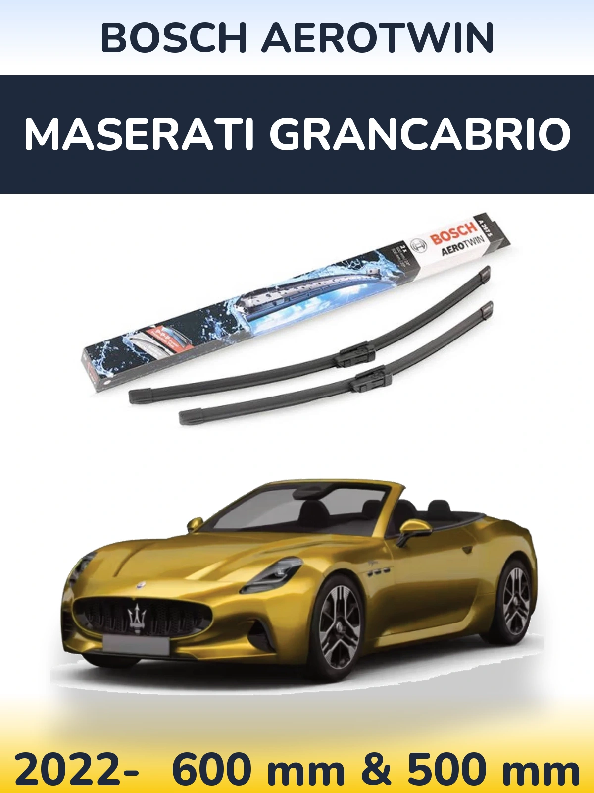 Komplet przednich wycieraczek BOSCH AeroTwin 600 & 500 mm do Maserati GranCabrio 2022-2026