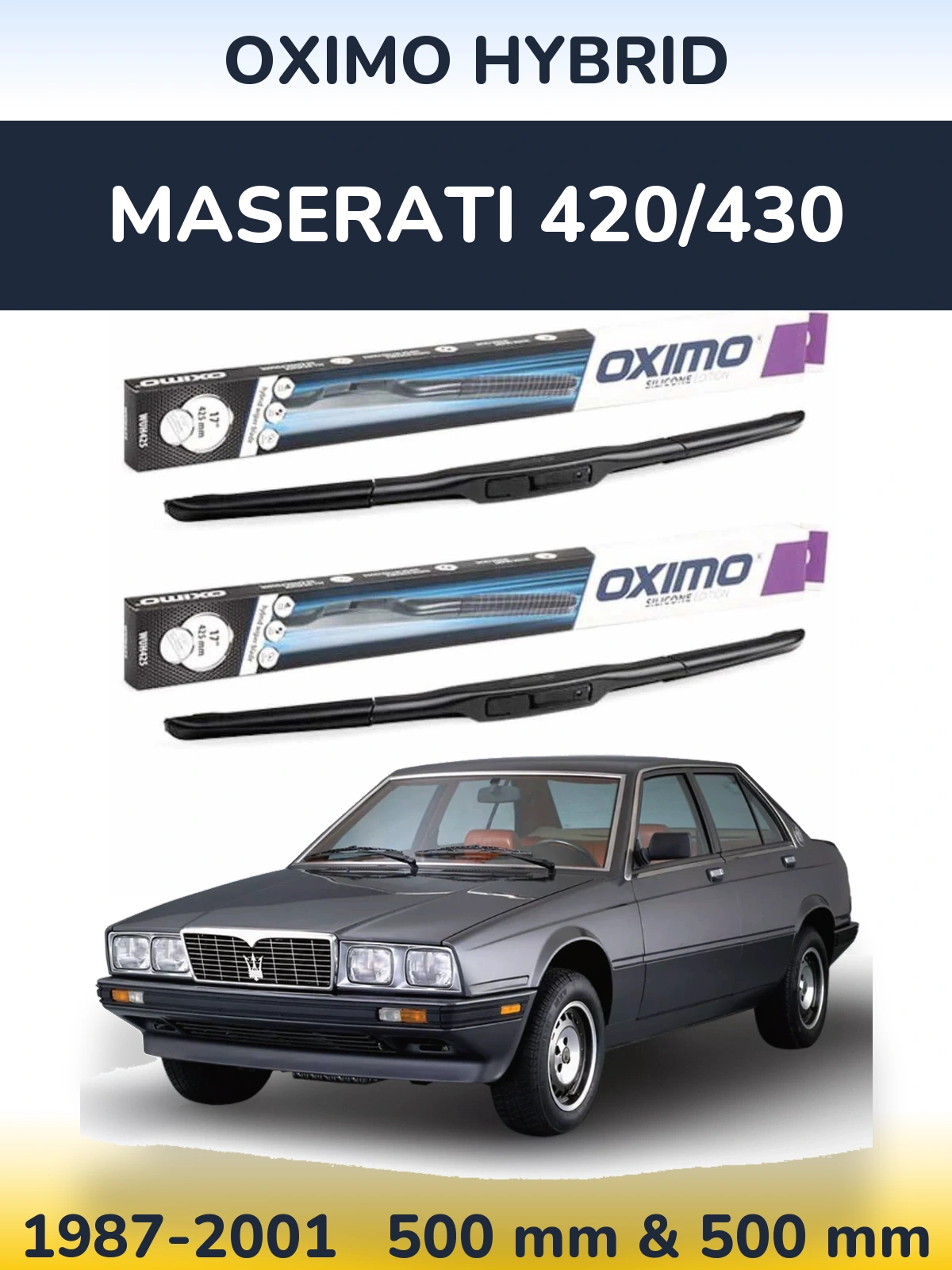 Komplet przednich wycieraczek Oximo Hybrid 500 & 500 mm do Maserati 420/430 1987-2001