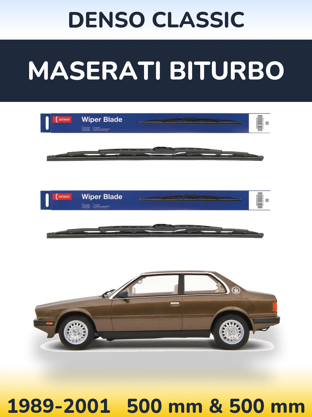 Комплект передних дворников Denso Classic 500 & 500 мм для Maserati Biturbo 1989-2001