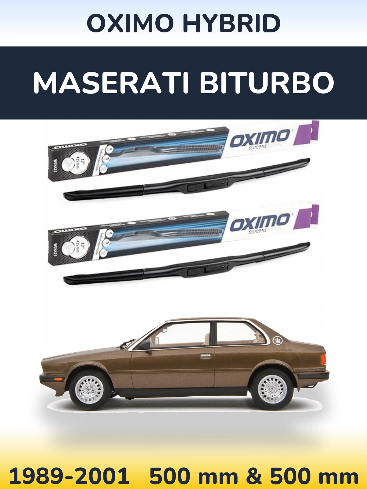 Komplet przednich wycieraczek Oximo Hybrid 500 & 500 mm do Maserati Biturbo 1989-2001