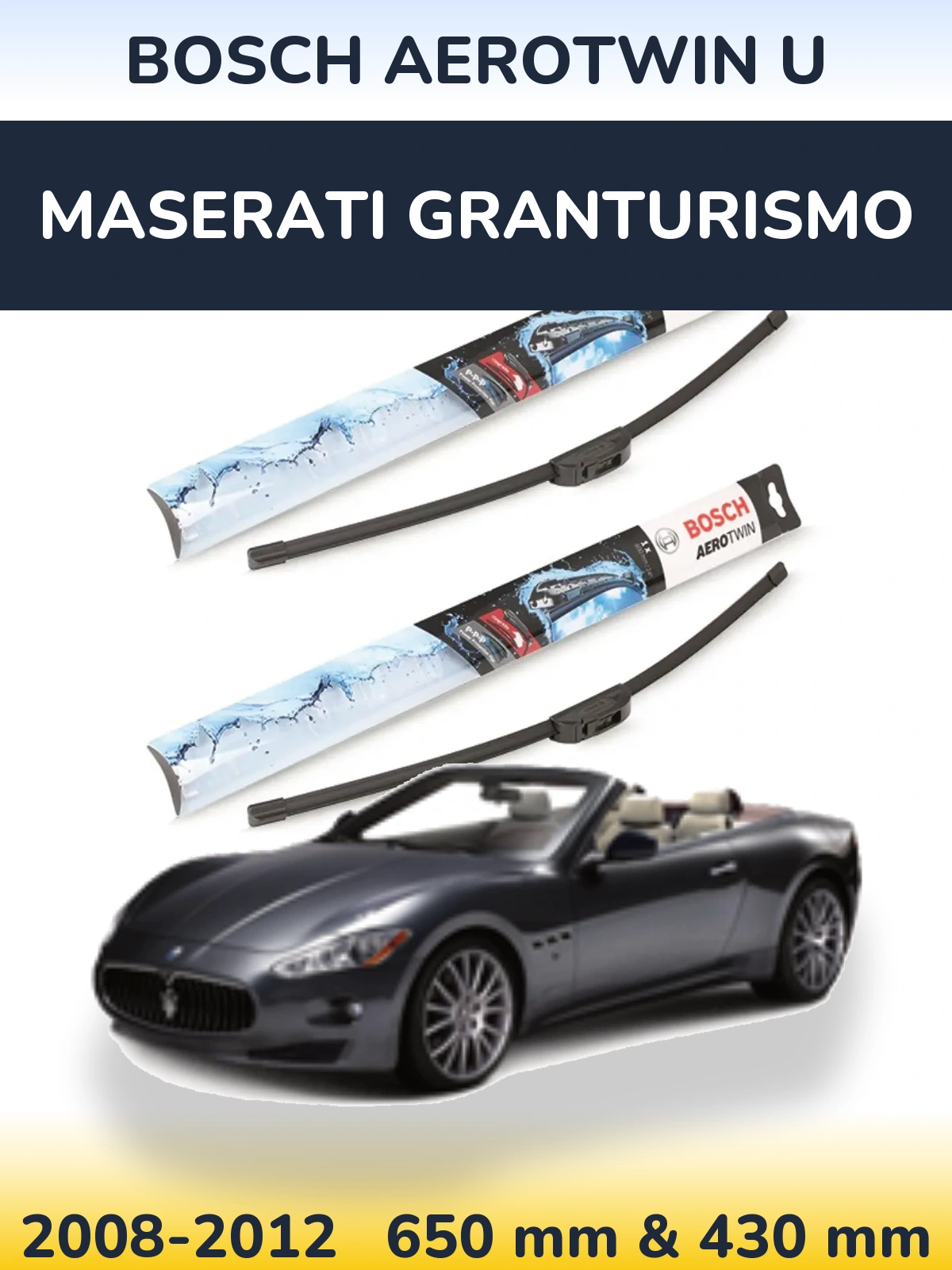 Komplet przednich wycieraczek BOSCH AeroTwin U 650 & 430 mm do Maserati GranTurismo 2008-2012