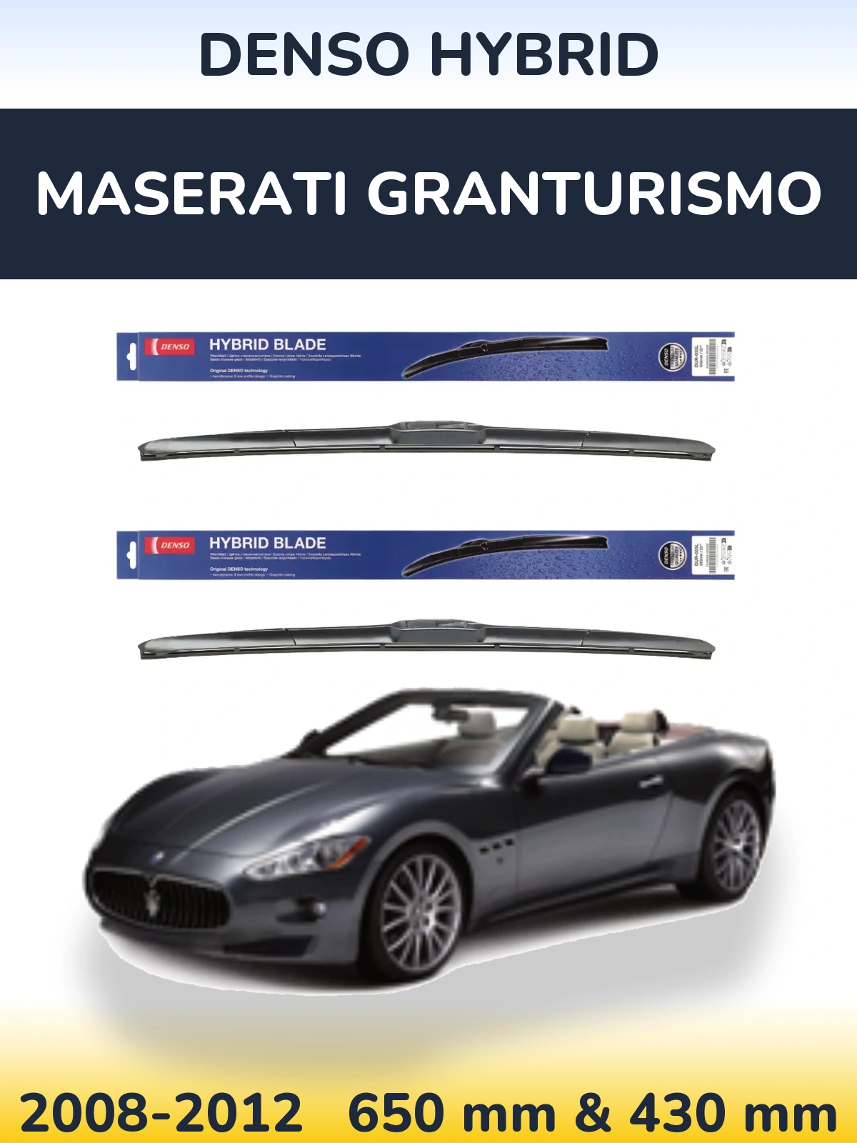 Komplet przednich wycieraczek Denso Hybrid 650 & 430 mm do Maserati GranTurismo 2008-2012