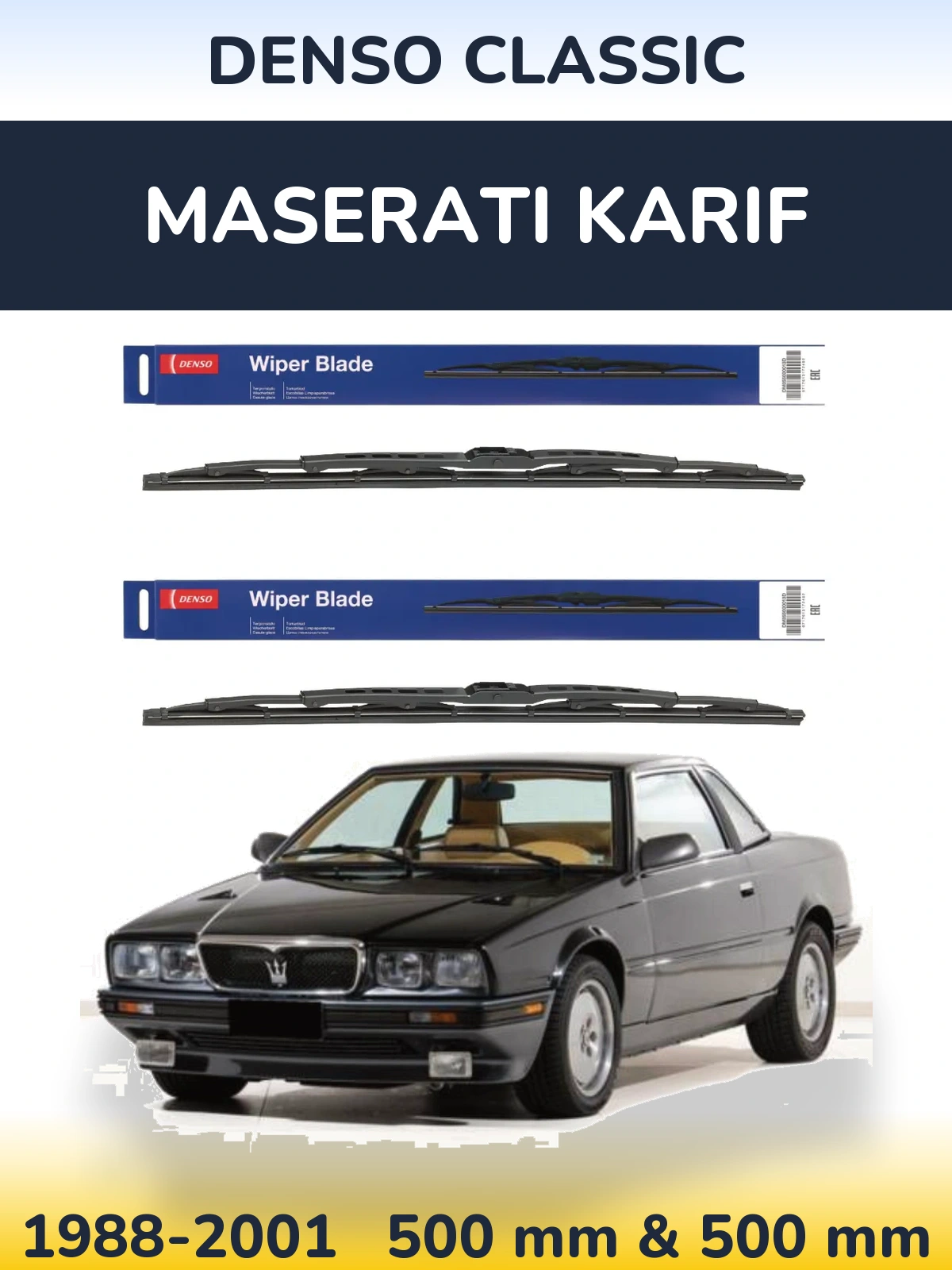 Комплект передних дворников Denso Classic 500 & 500 мм для Maserati Karif 1988-2001