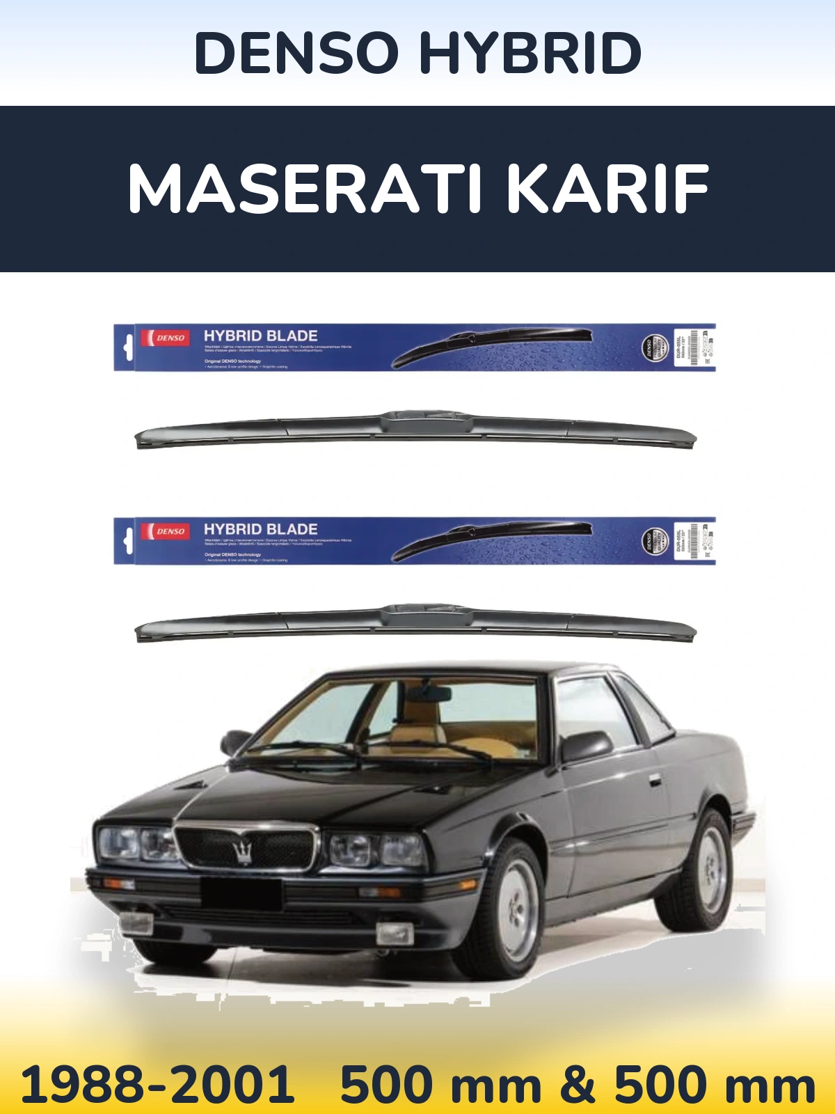 Комплект передних дворников Denso Hybrid 500 & 500 мм для Maserati Karif 1988-2001