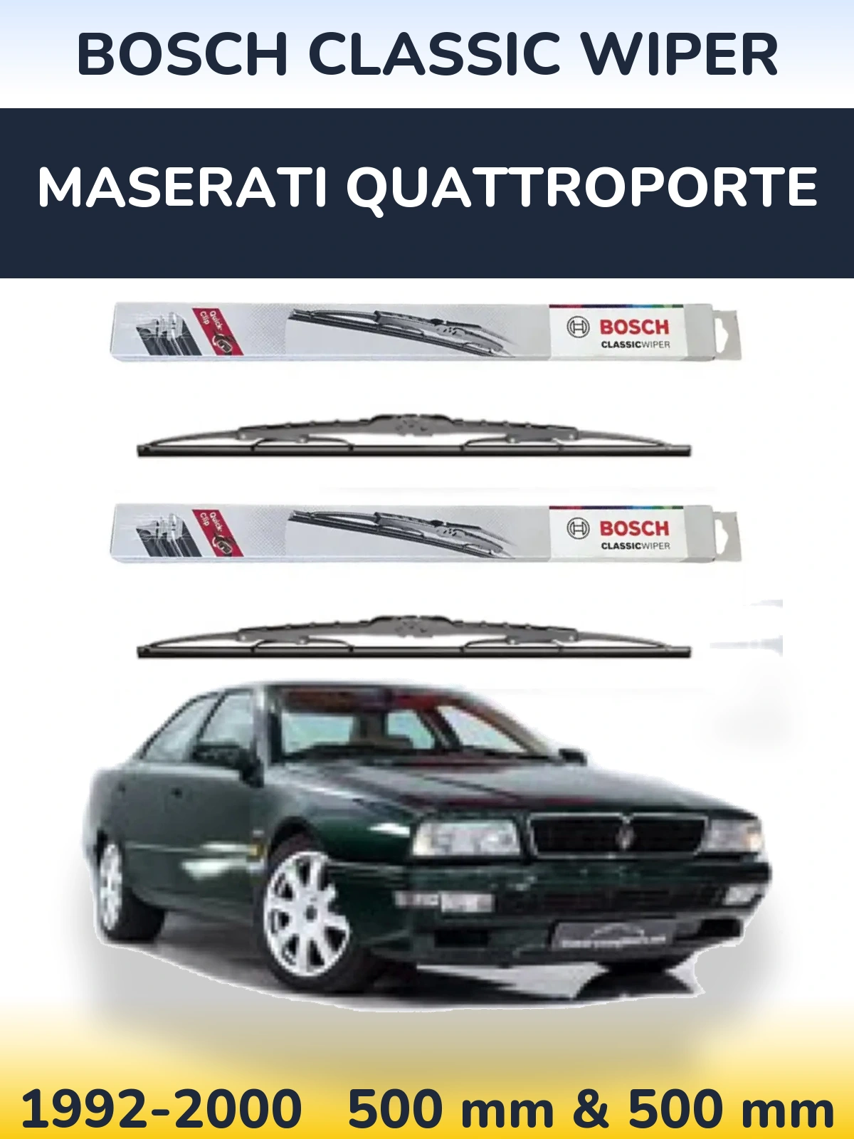 Комплект передних дворников BOSCH Classic Wiper 500 & 500 мм для Maserati Quattroporte 1992-2000