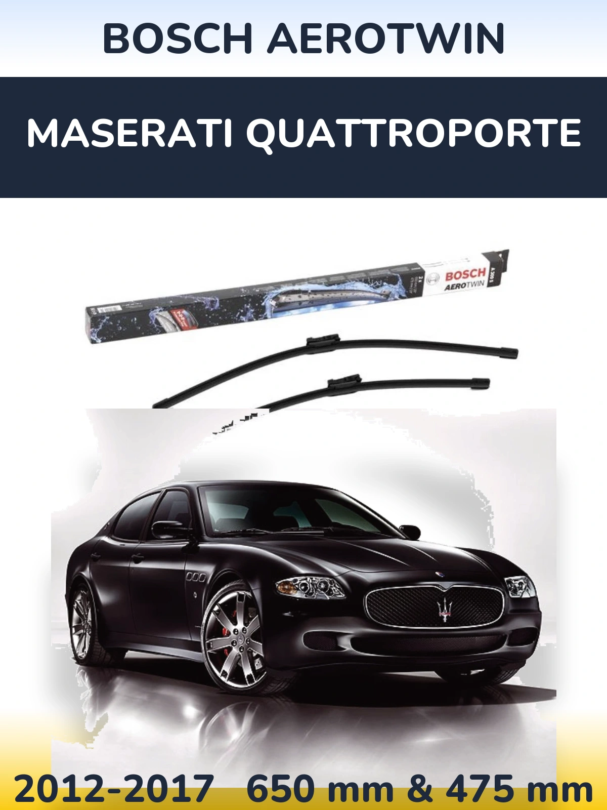 Комплект передніх щіток BOSCH AeroTwin 650 & 475 мм для Maserati Quattroporte 2012-2017
