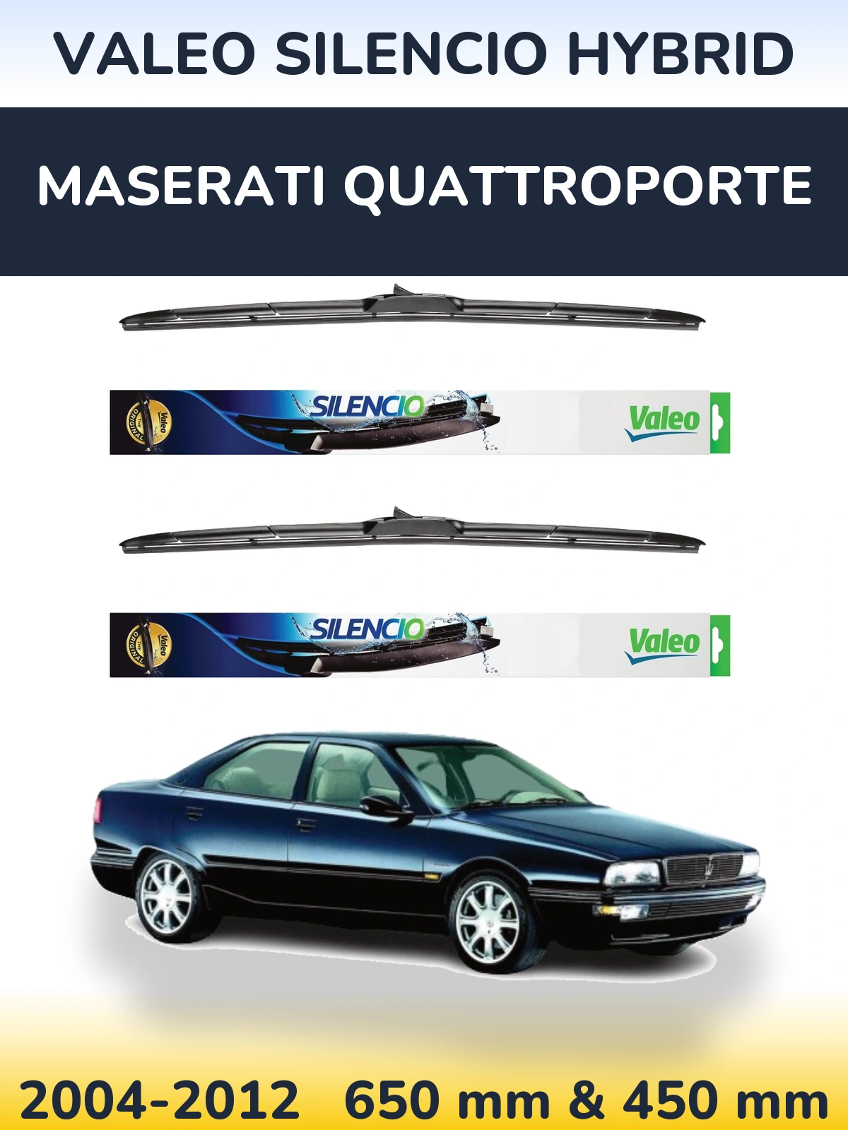 Комплект передніх щіток Valeo Silencio Hybrid 650 & 450 мм для Maserati Quattroporte 2004-2012