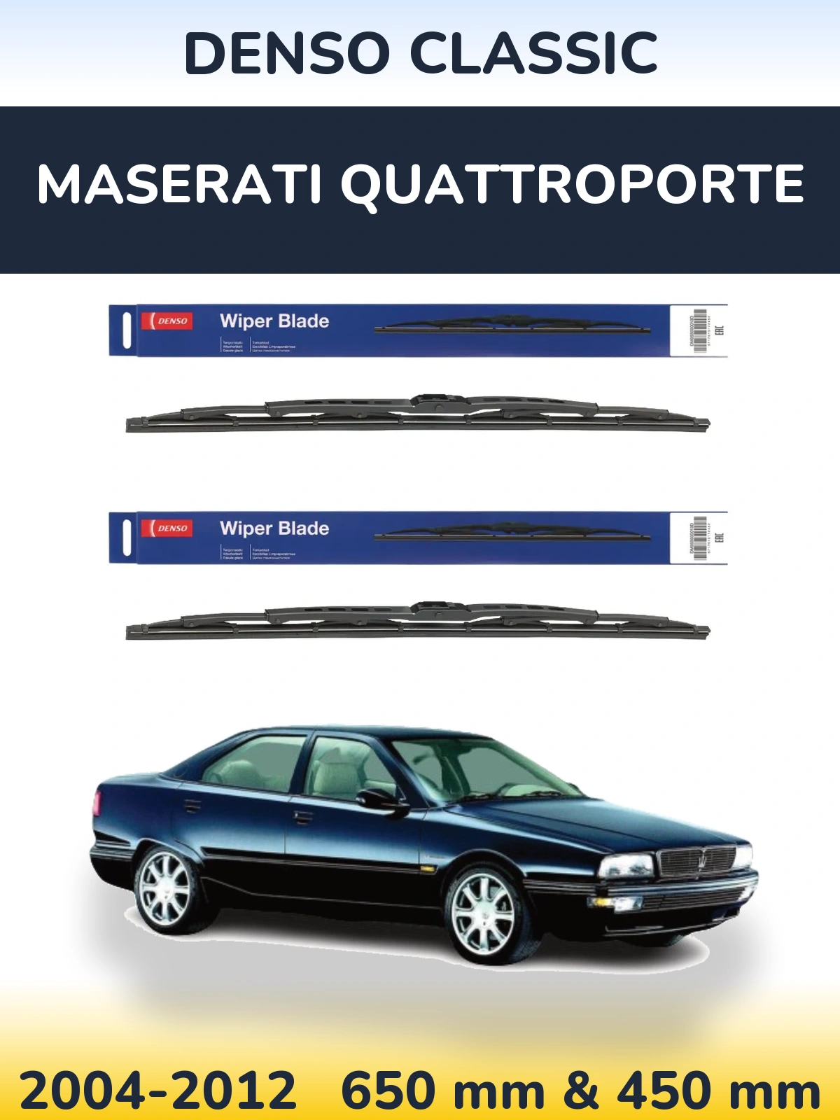 Komplet przednich wycieraczek Denso Classic 650 & 450 mm do Maserati Quattroporte 2004-2012