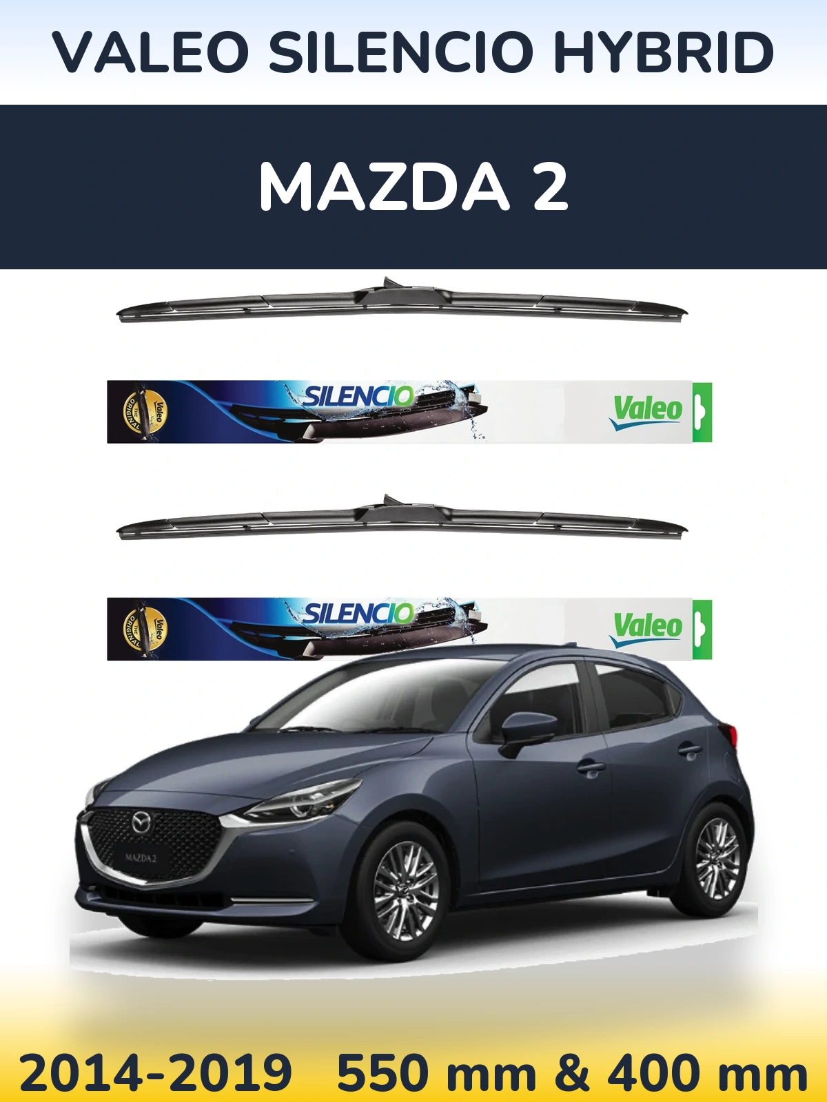 Комплект передних дворников Valeo Silencio Hybrid 550 & 400 мм для Mazda 2 2014-2019