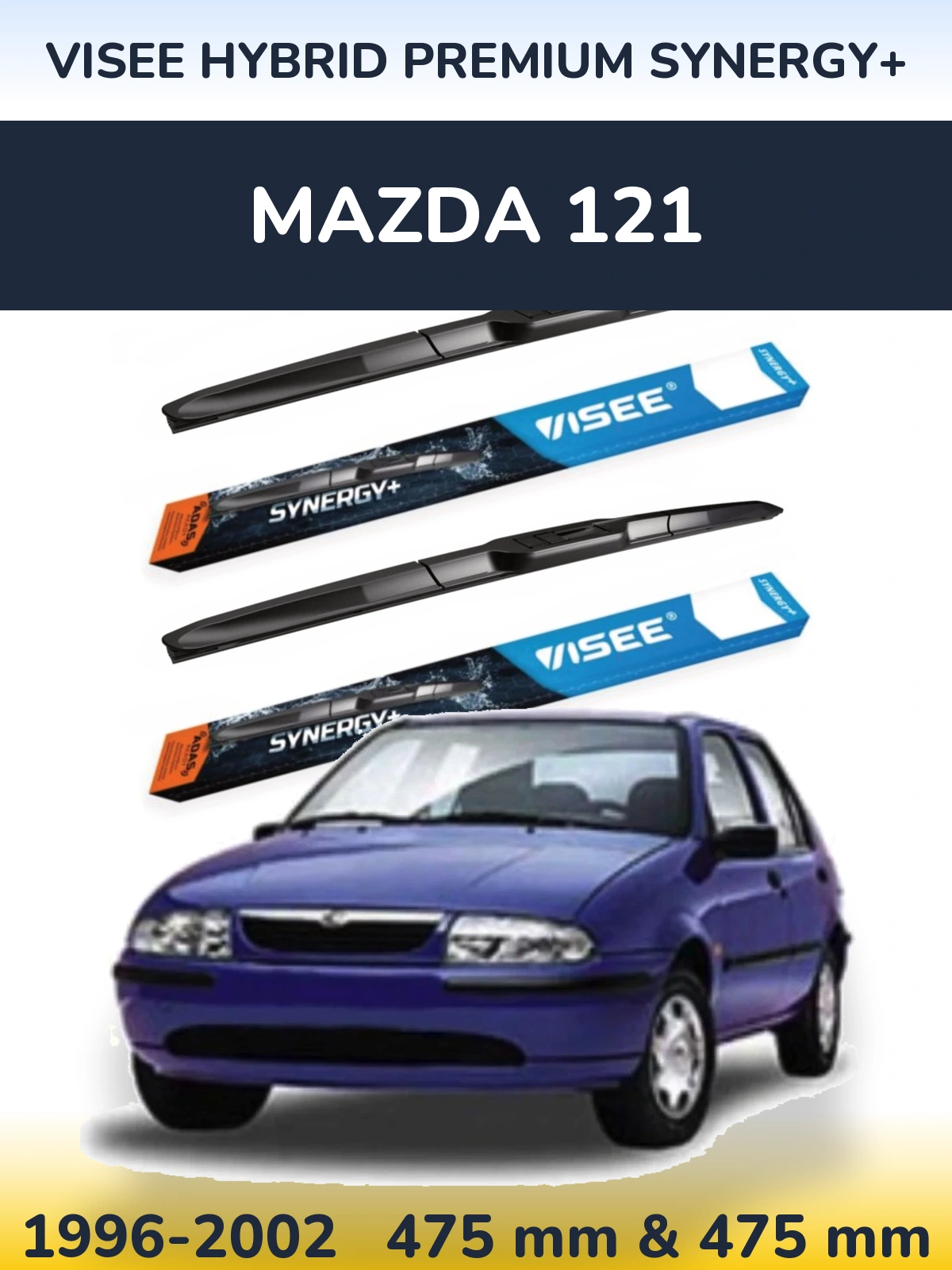 Комплект передніх щіток VISEE HYBRID PREMIUM SYNERGY+ 475 & 475 мм для Mazda 121 1996-2002