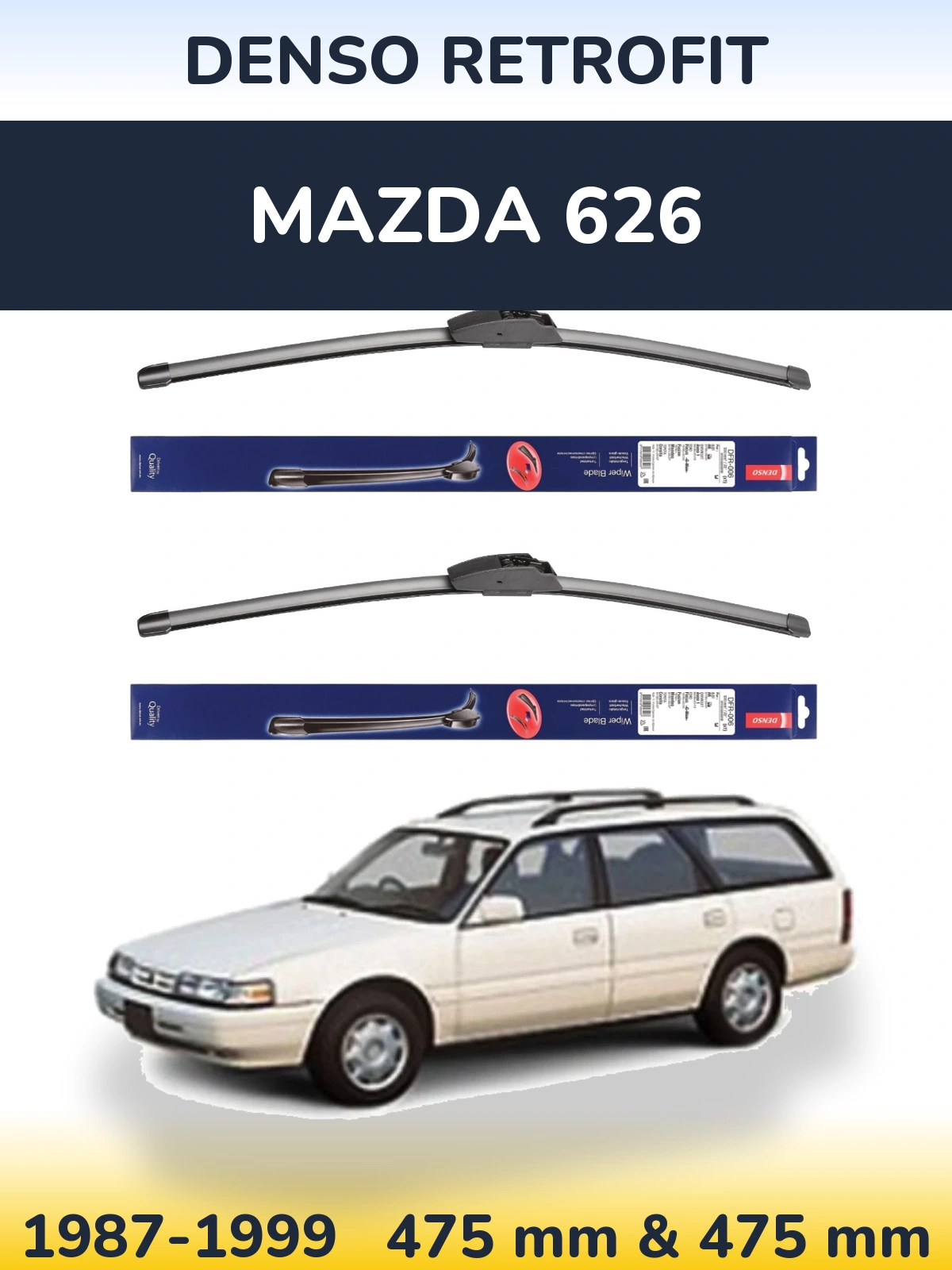 Комплект передних дворников Denso Retrofit 475 & 475 мм для Mazda 626 1987-1999