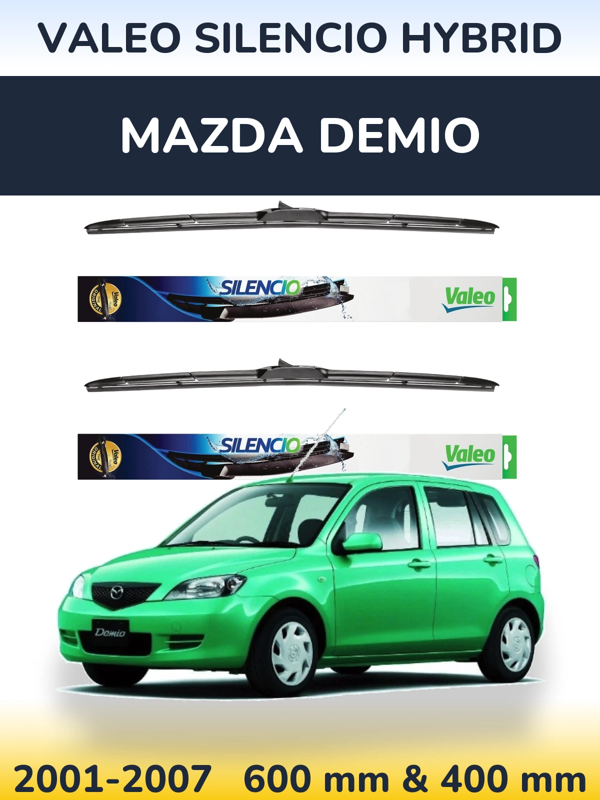Комплект передних дворников Valeo Silencio Hybrid 600 & 400 мм для Mazda Demio 2001-2007