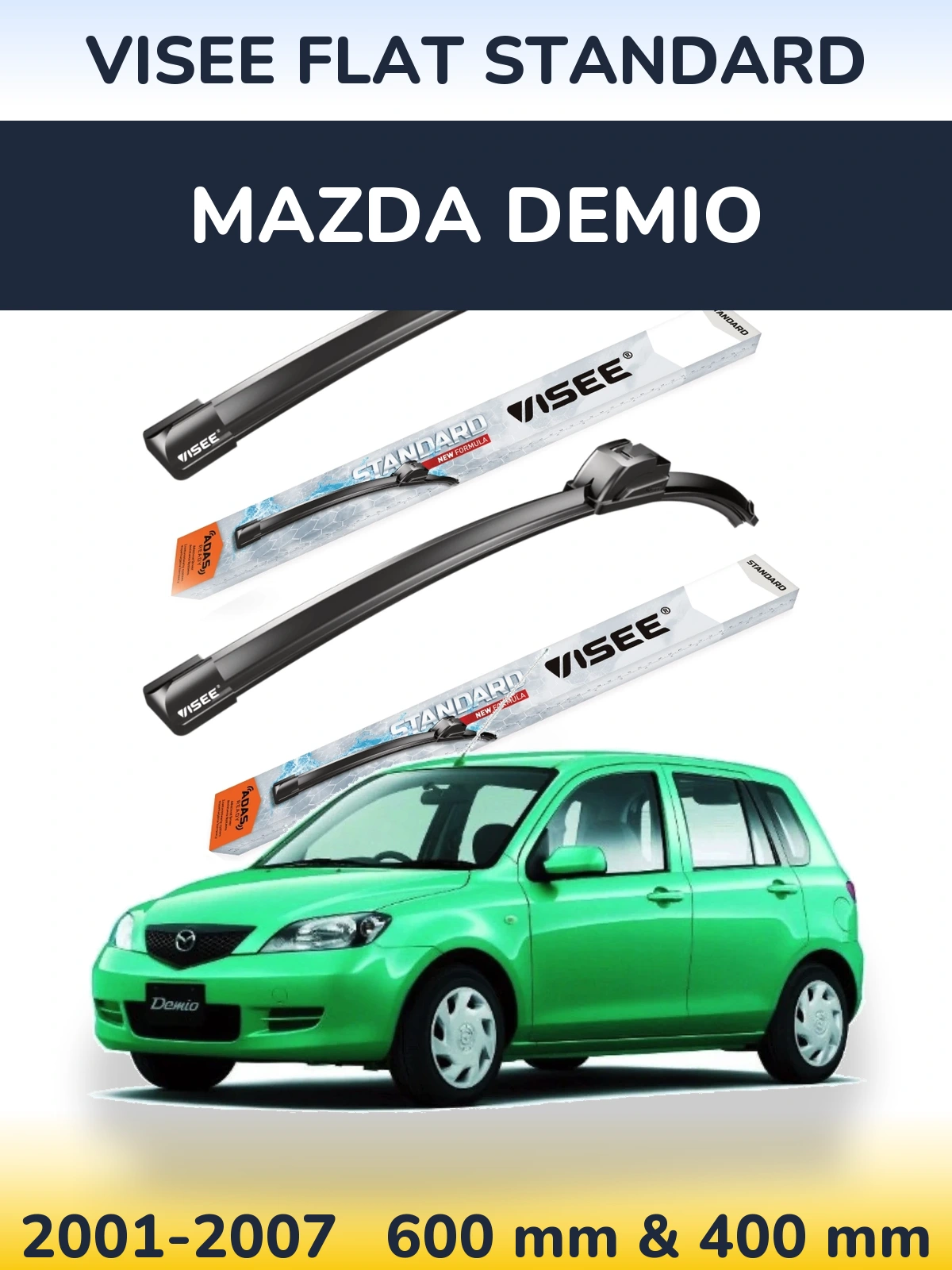 Комплект передних дворников VISEE FLAT STANDARD 600 & 400 мм для Mazda Demio 2001-2007